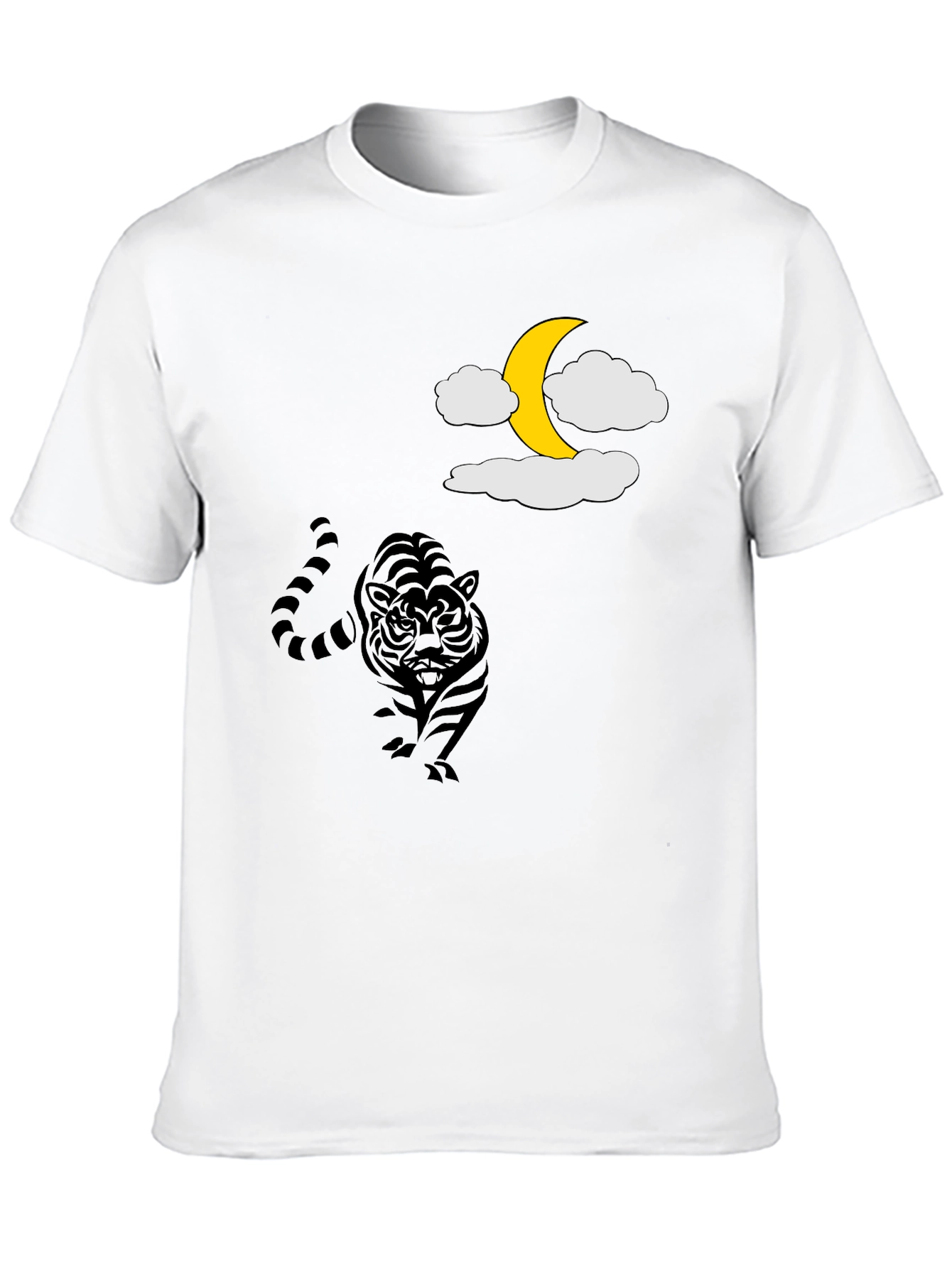 Black Tiger Moon Graphic Tee - Black Cotton T-Shirt view 10