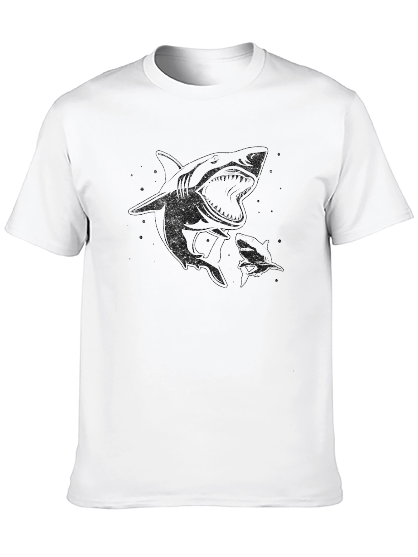 Black Shark Graphic Tee - Black Cotton Casual Shirt view 10