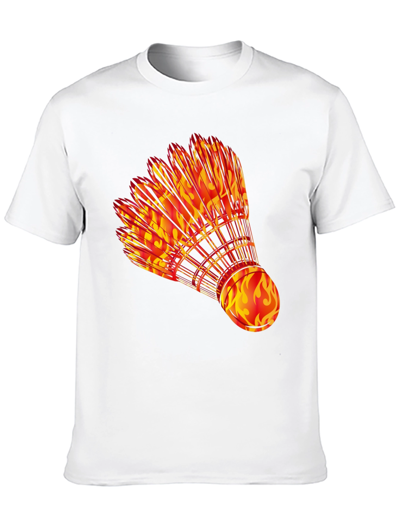 Black Fiery Shuttlecock Graphic Tee - Badminton Lover view 10