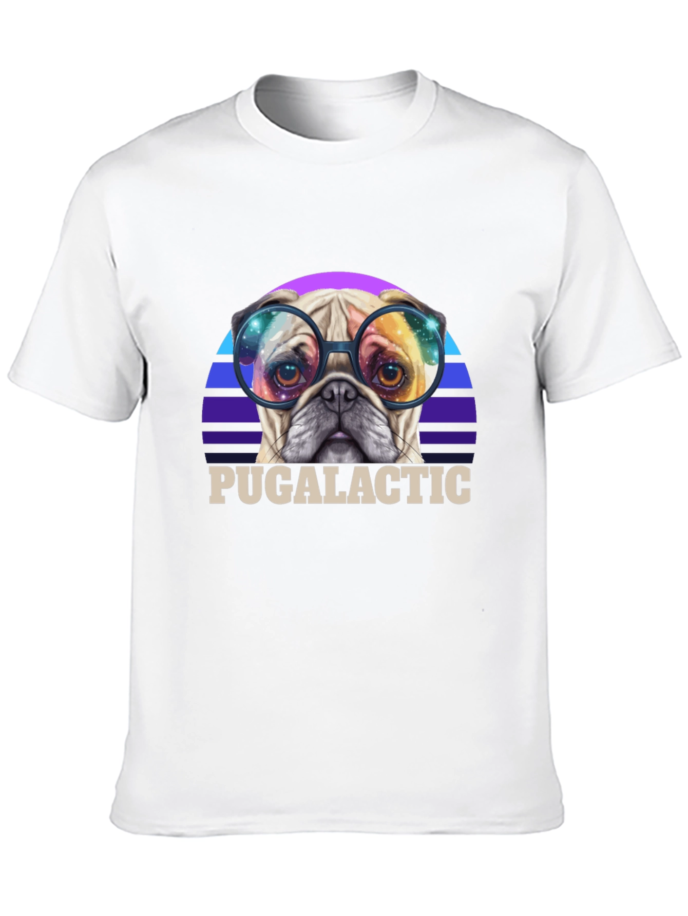 Black Puggalactic T-Shirt: Galactic Pug in Glasses view 10
