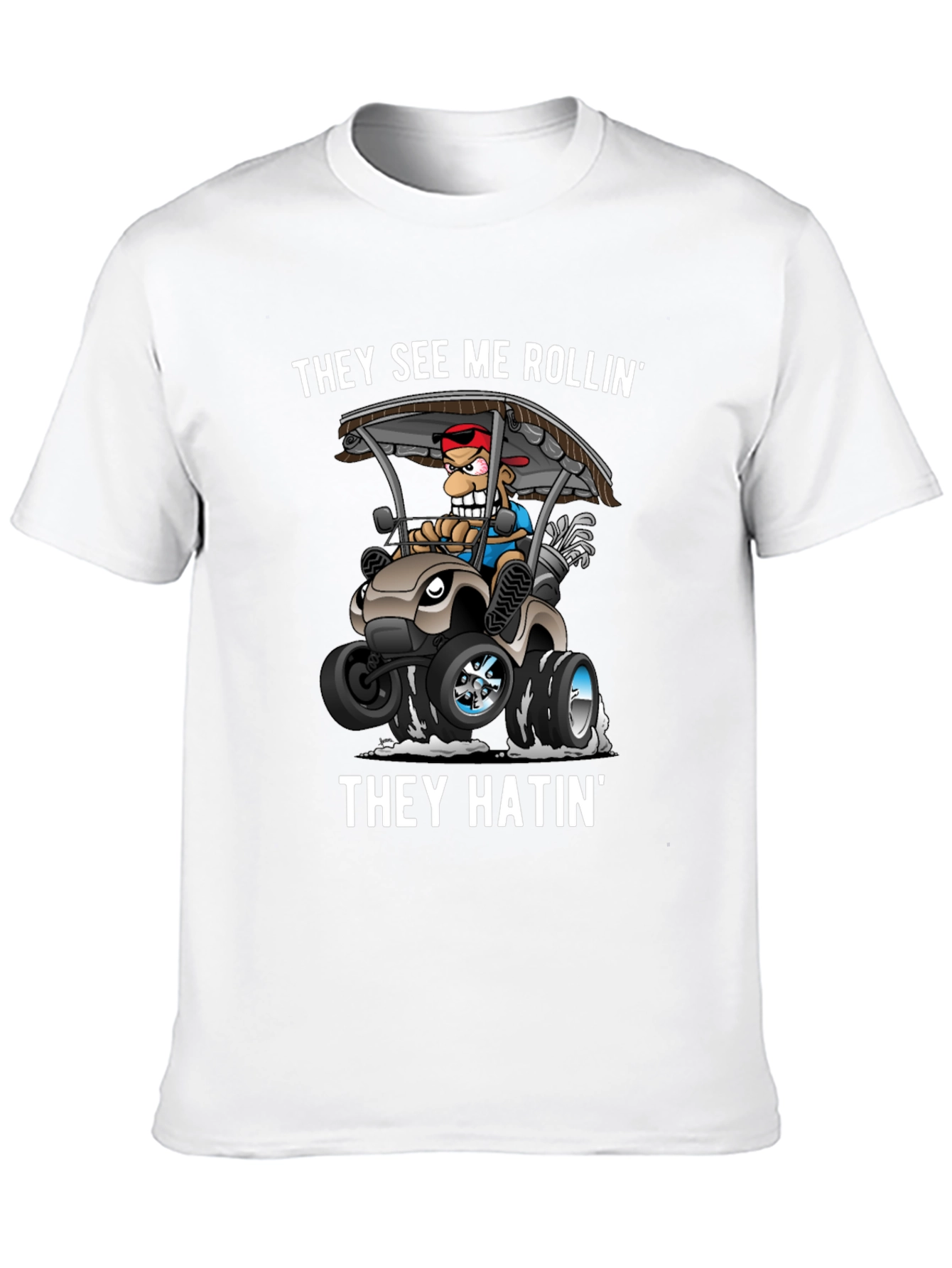 Black They See Me Rollin' Golf Humor Tee view 10