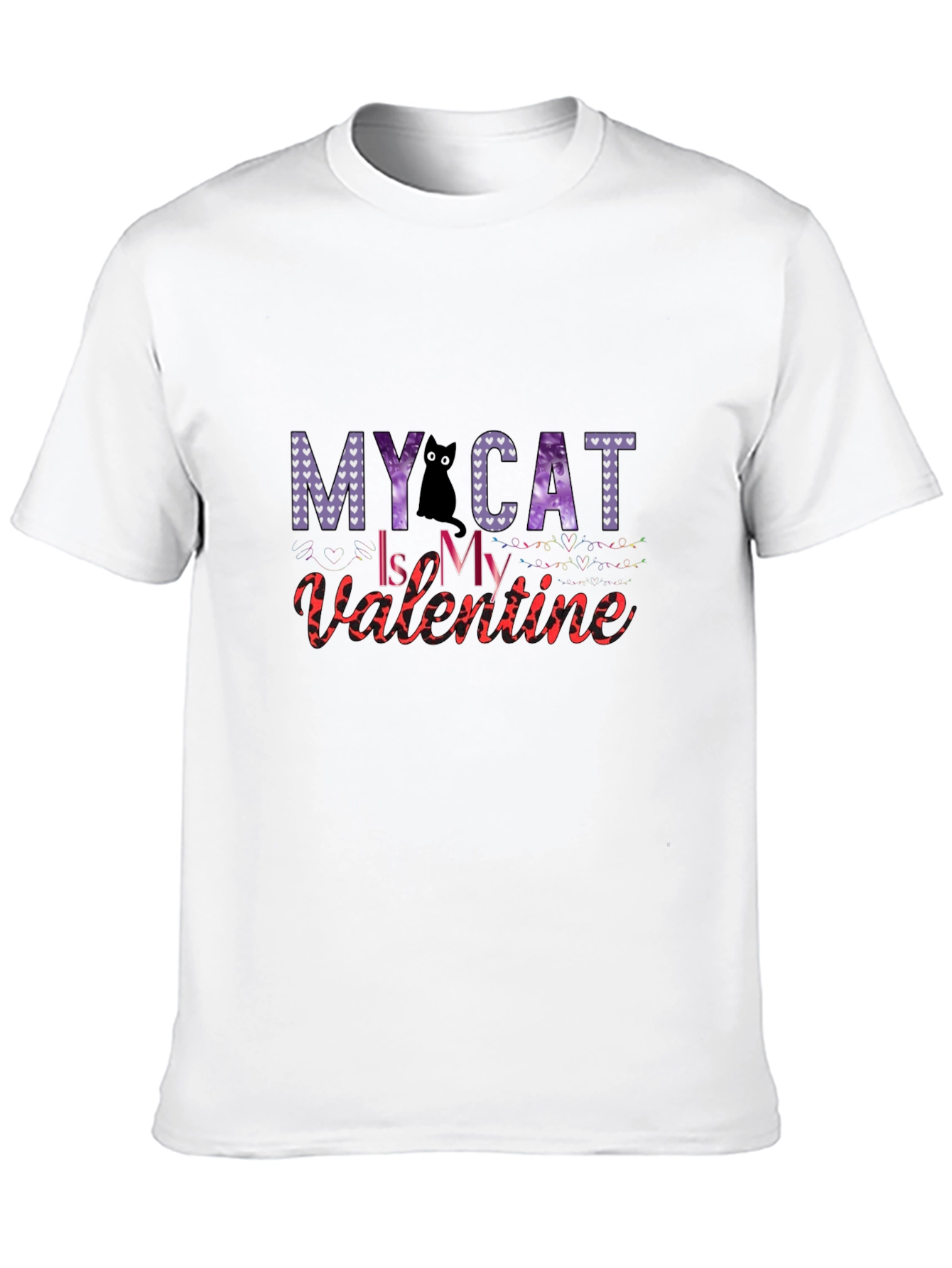 Black My Cat is My Valentine T-Shirt view 10