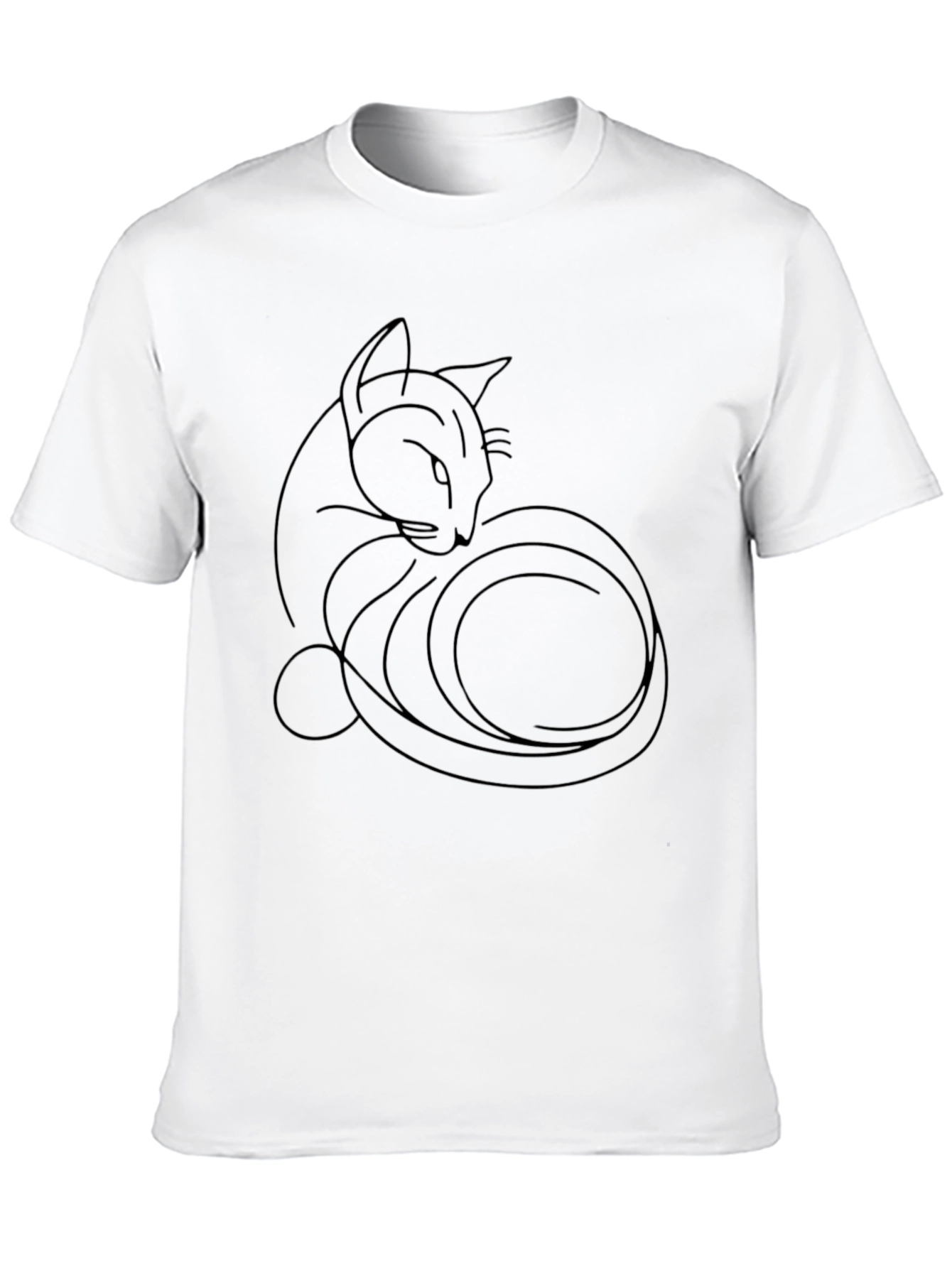 Black Cat Line Art T-Shirt - Stylish Minimalist Design - 10