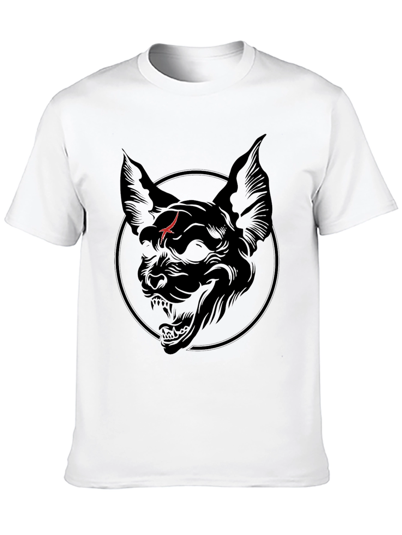 Black Men's Black T-Shirt with Cat Graphic view 10