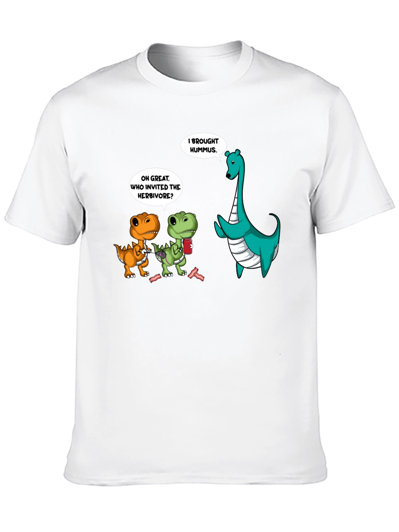Black Dinosaur Hummus T-Shirt, Funny Graphic Tee view 10