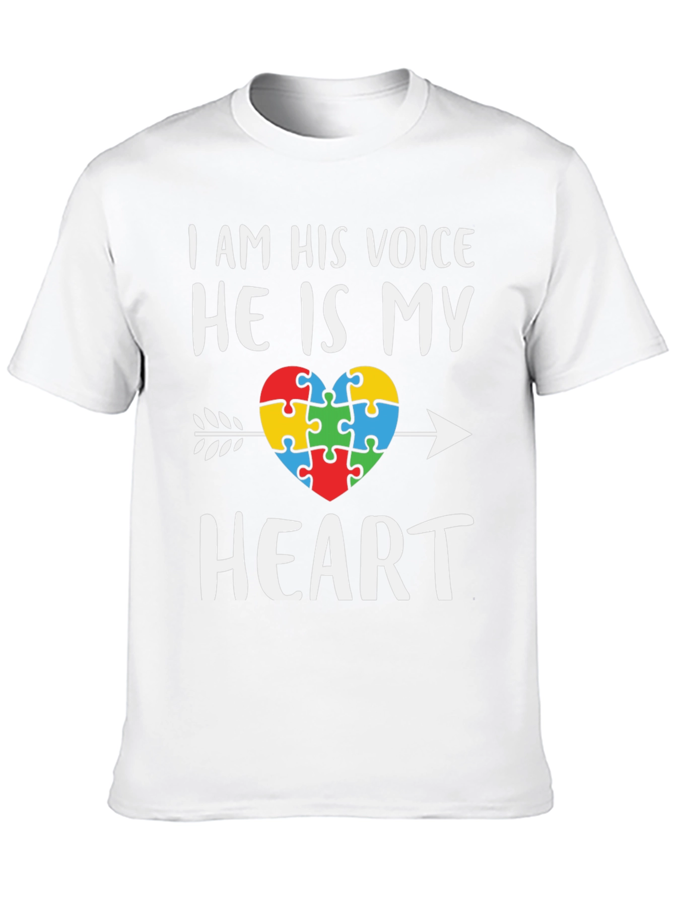 Black Autism Awareness Heart T-Shirt - I Am His Voice view 10