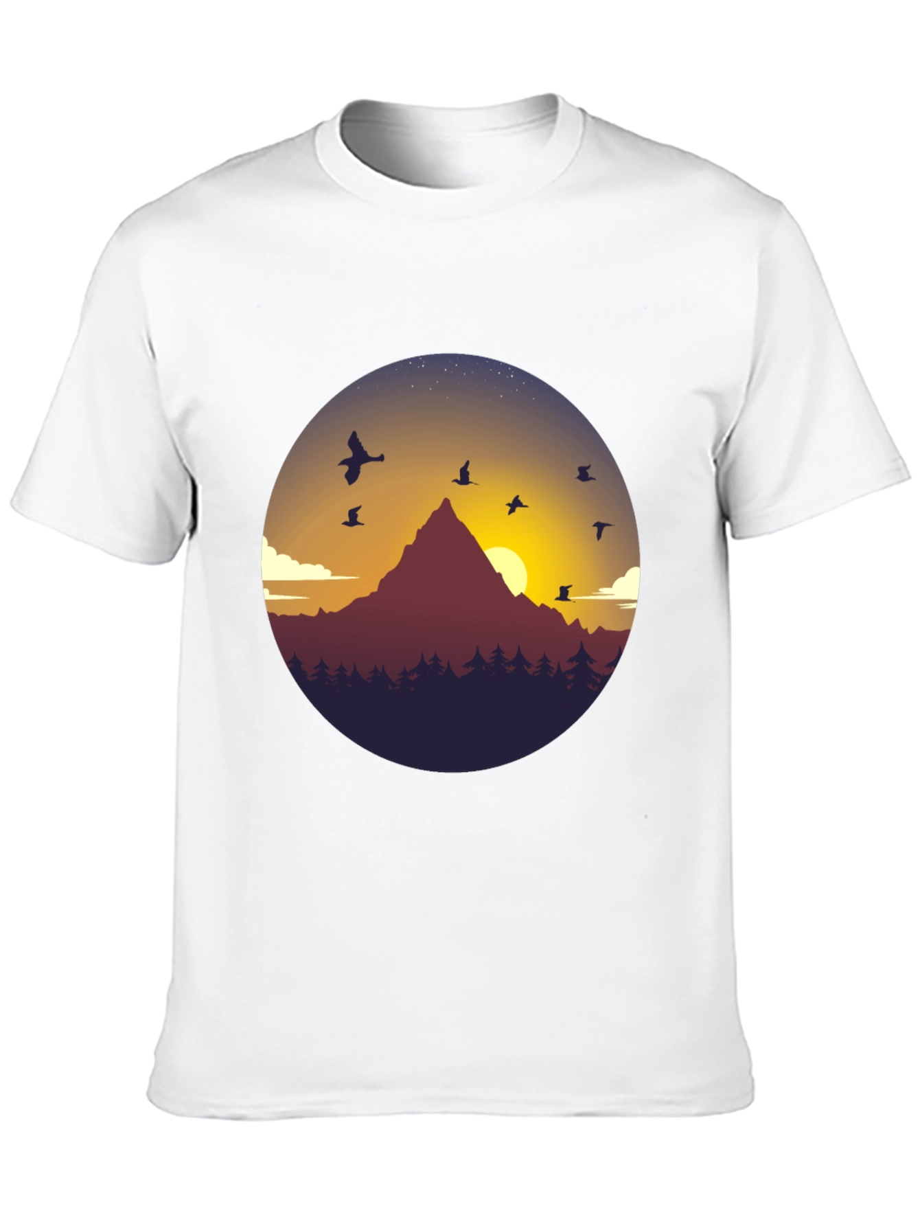 Black Mountain Sunset Graphic Tee - Black Cotton Blend T-Shirt view 10