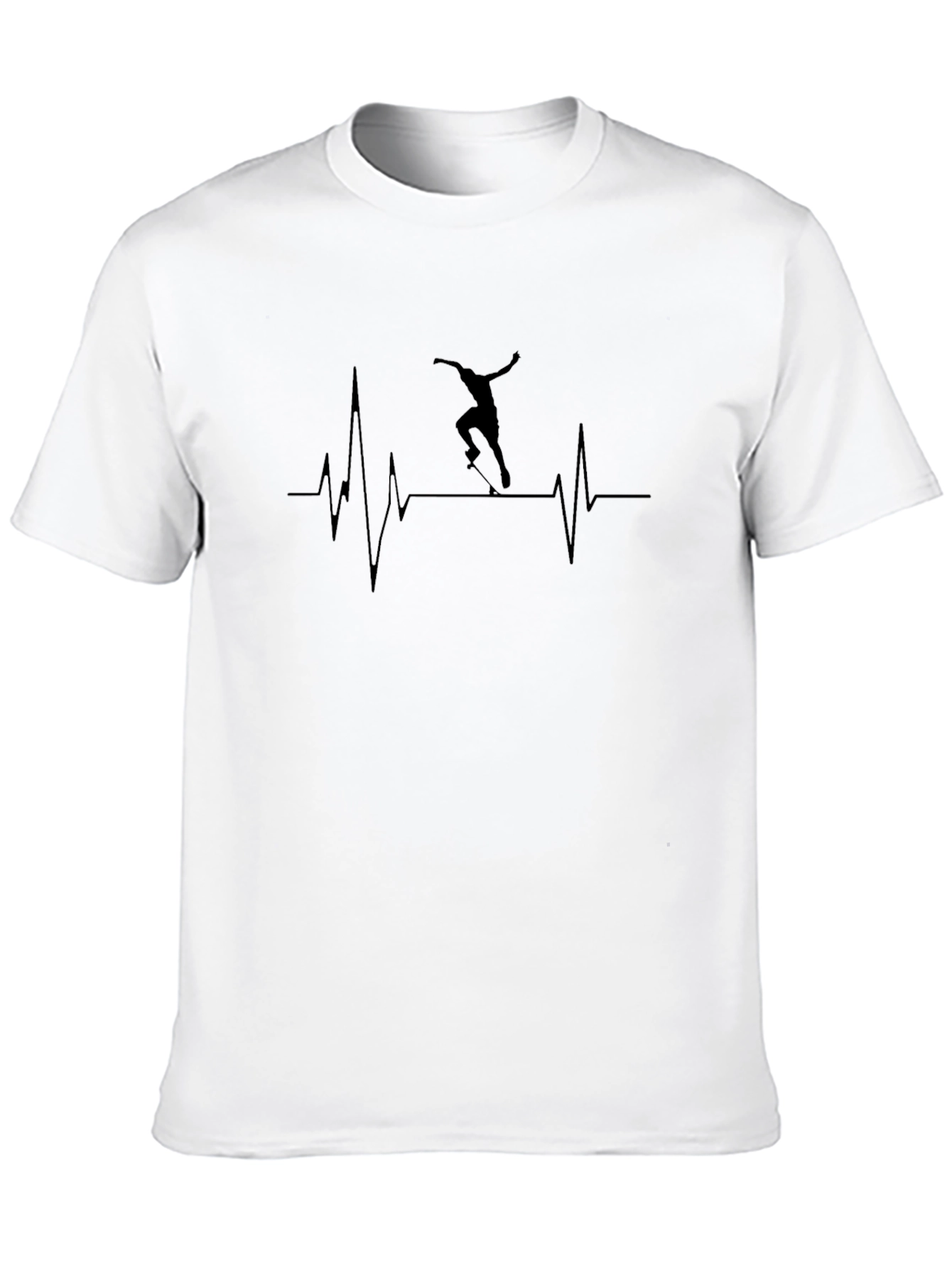 Black Skateboard Heartbeat Graphic Tee - Black Cotton T-Shirt view 10