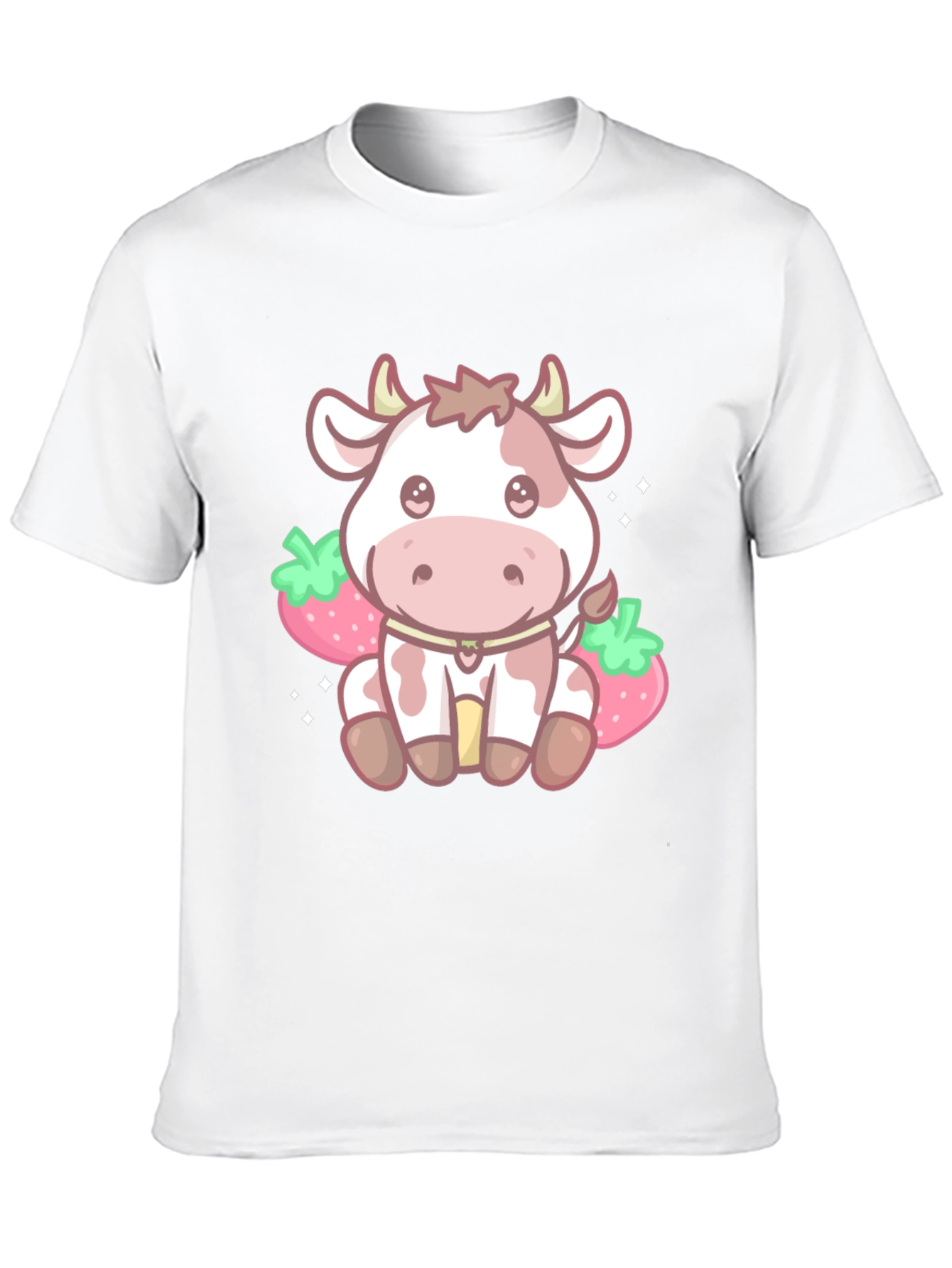 Black Kawaii Cow & Strawberry Graphic Tee - Black view 10