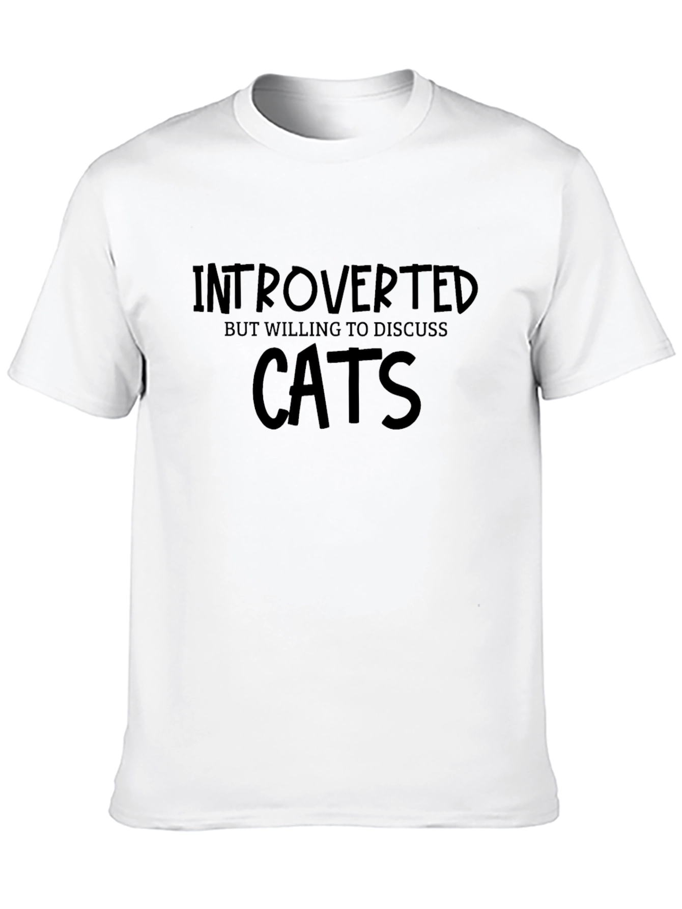 Black Introverted Cat Lover T-Shirt - Soft Cotton Blend view 10