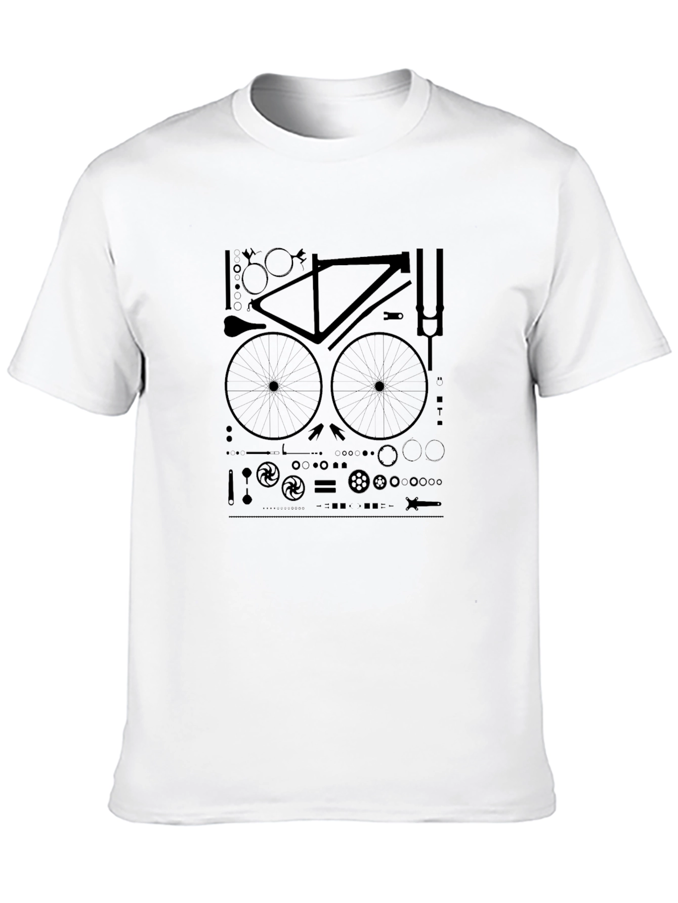 Black Bike Parts T-Shirt - Black Cotton Graphic Tee view 10