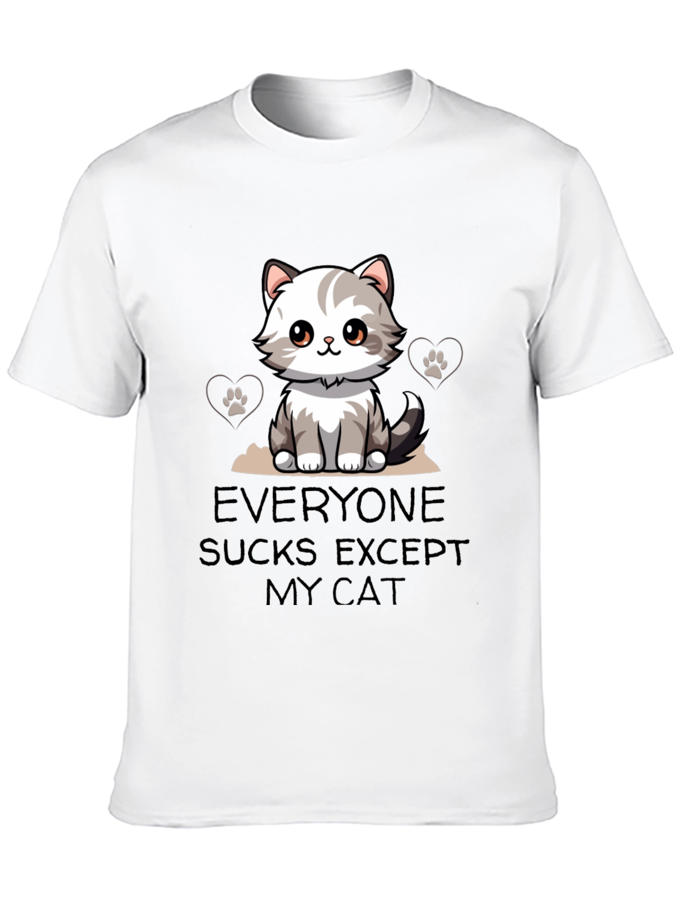 Black Everyone Sucks Except My Cat T-Shirt view 10