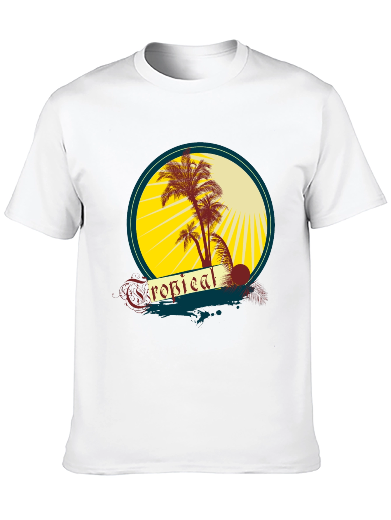 Black Tropical Palms Graphic Tee - Black Cotton T-Shirt view 10