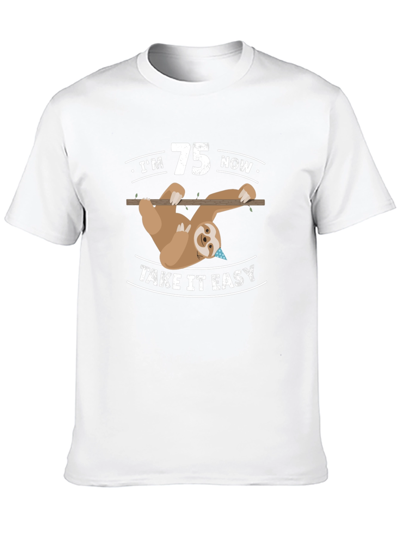 Black 75th Birthday Sloth T-Shirt view 10
