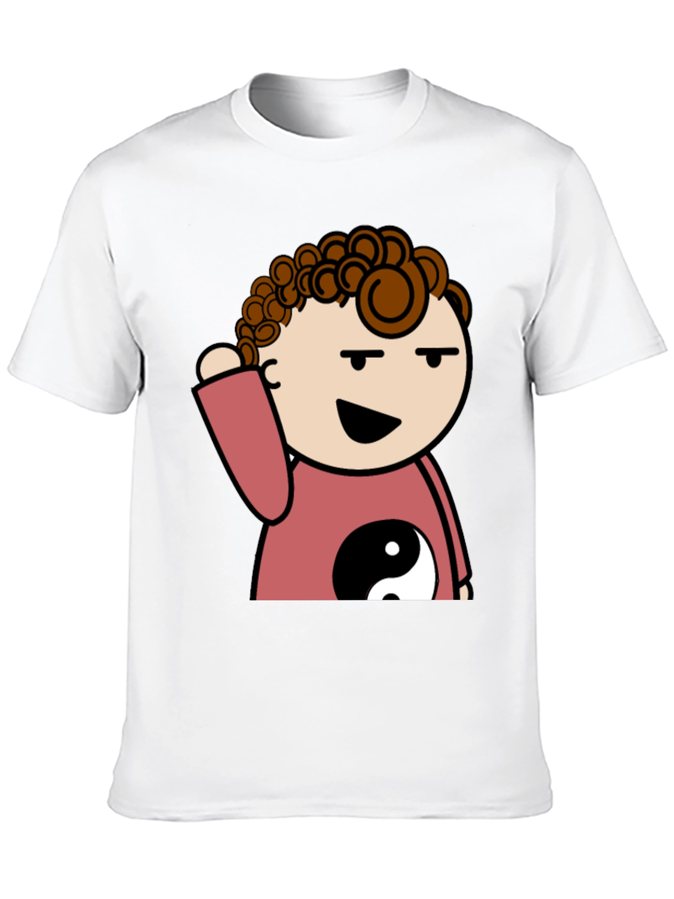 Black Yin Yang Cartoon Tee - Mens Black T-Shirt view 10