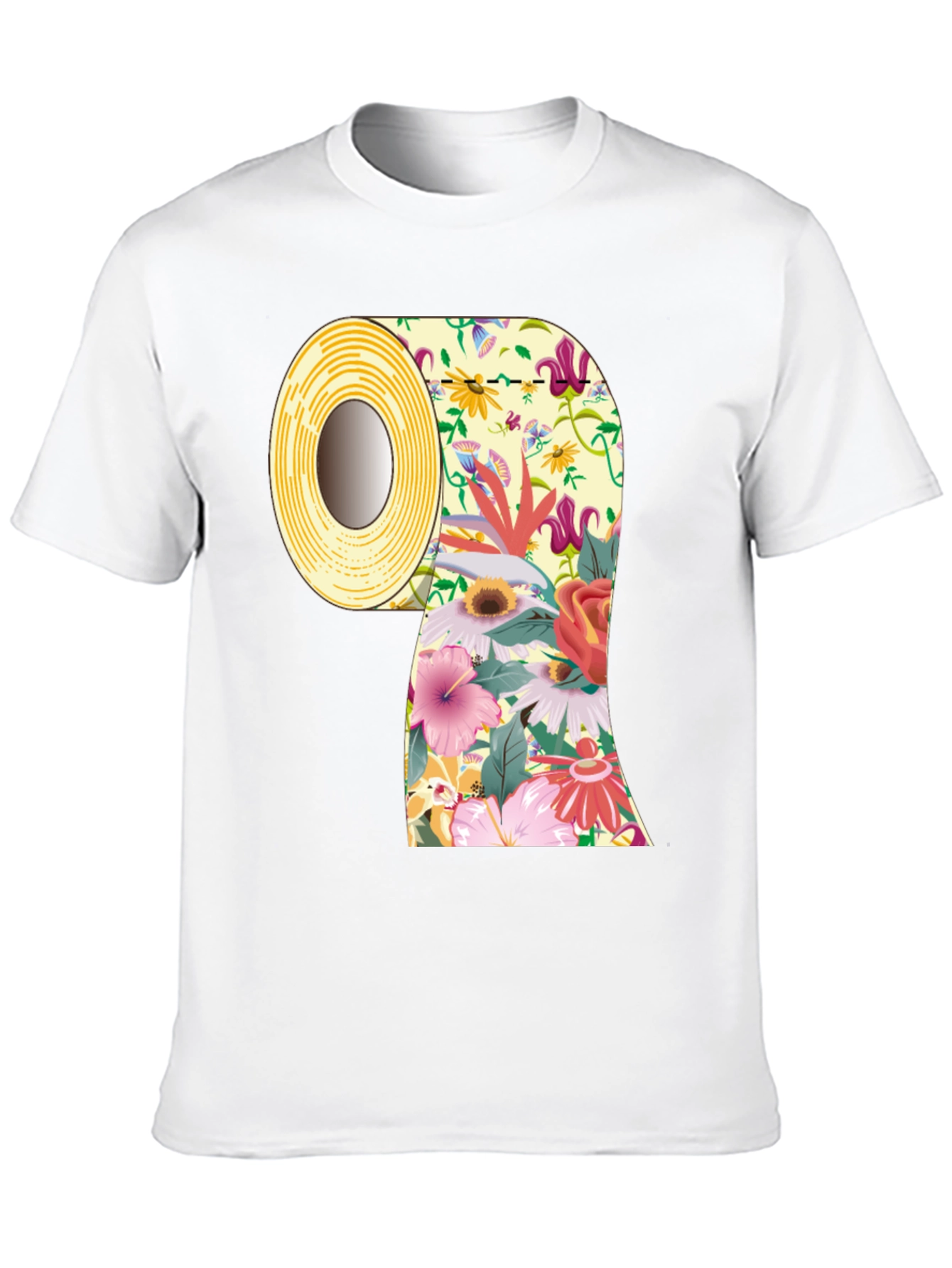 Black Floral Toilet Paper Roll Graphic T-Shirt view 10