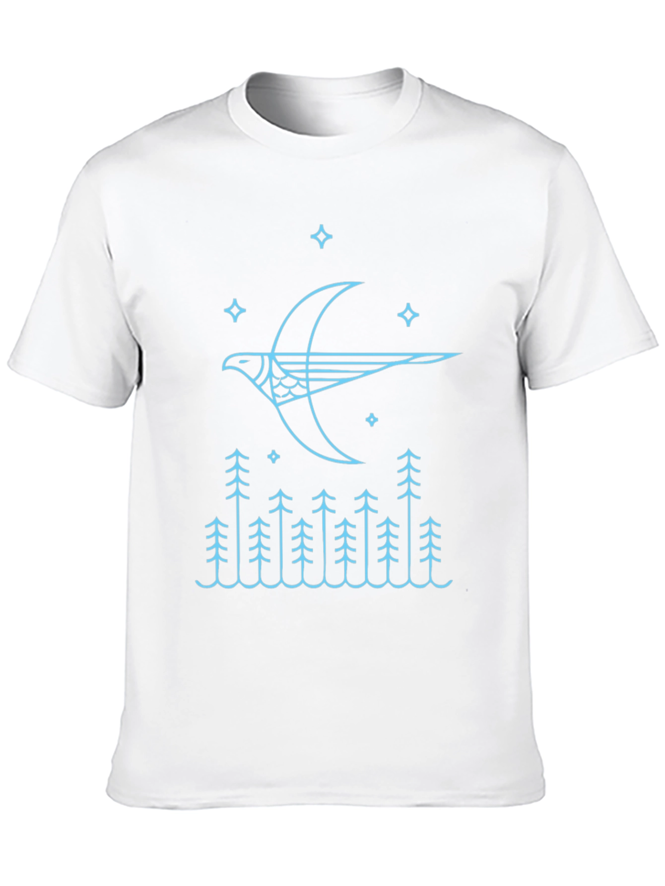 Black Stylized Bird & Forest Graphic Tee view 10