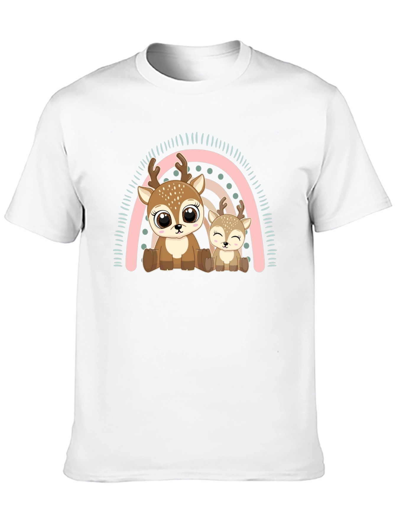 Black Cute Deer Rainbow Graphic Tee view 10