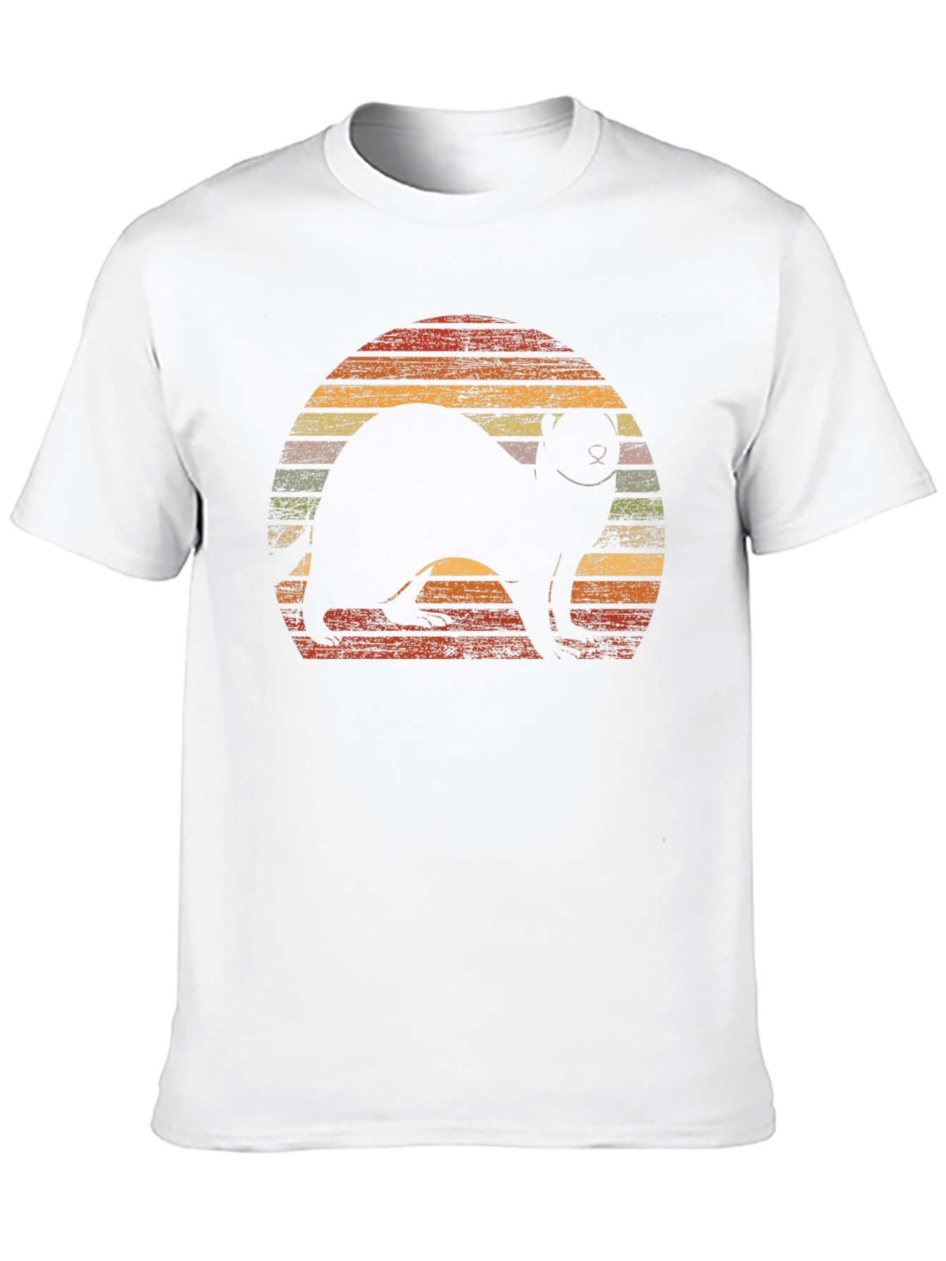 Black Retro Ferret Sunset Graphic T-Shirt view 10
