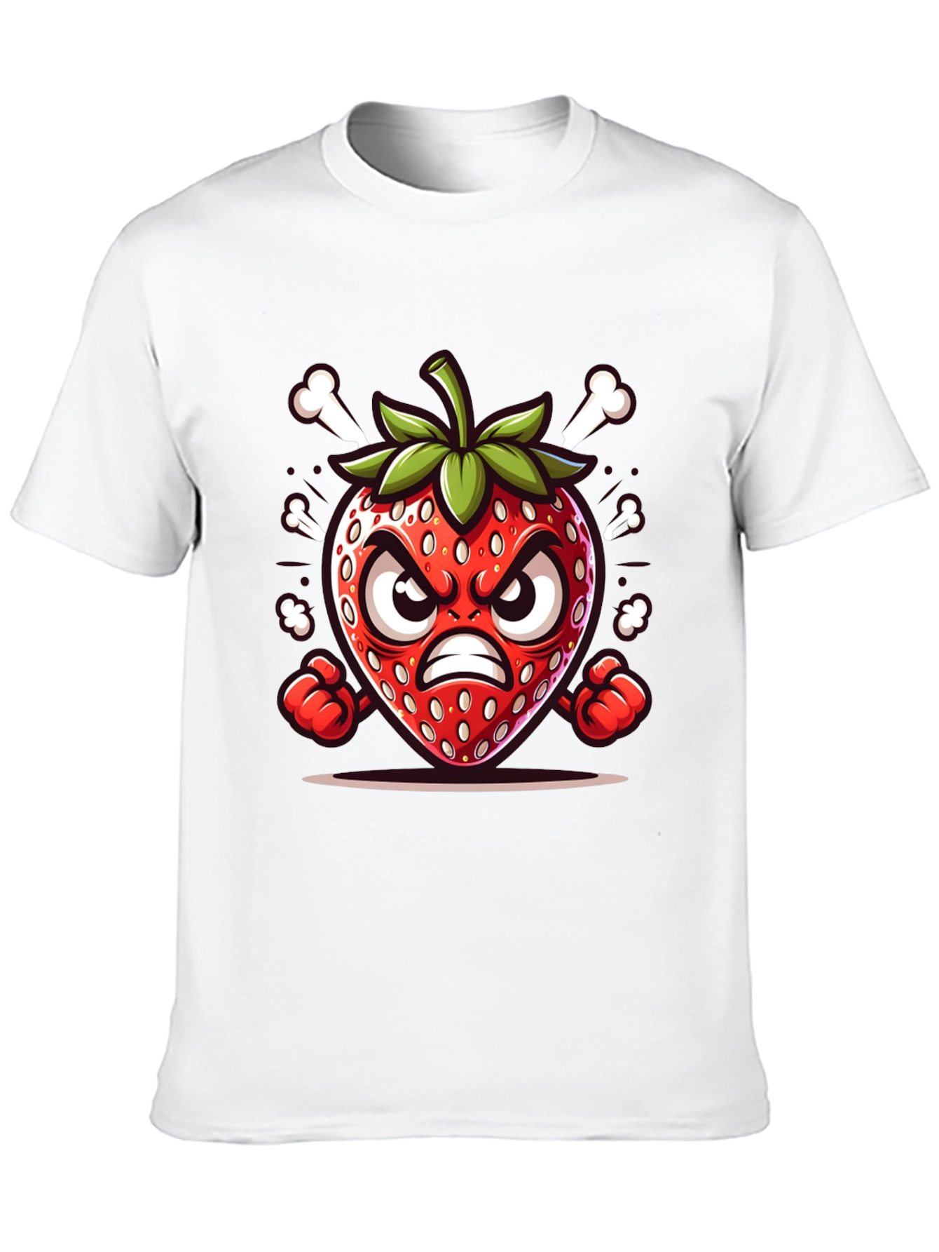 Black Angry Strawberry Cartoon Graphic Tee view 10