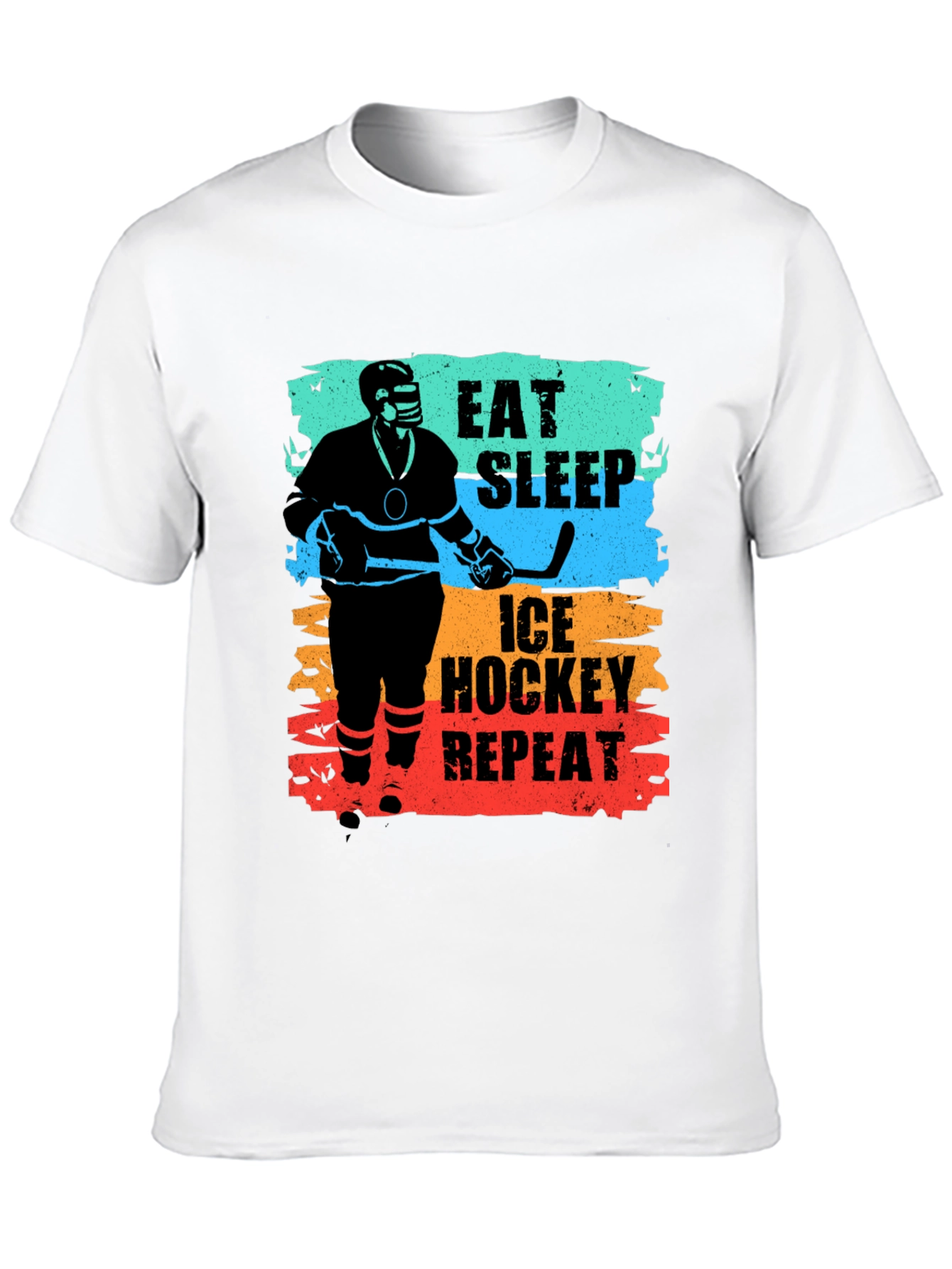 Black Eat Sleep Ice Hockey Repeat Graphic T-Shirt view 10