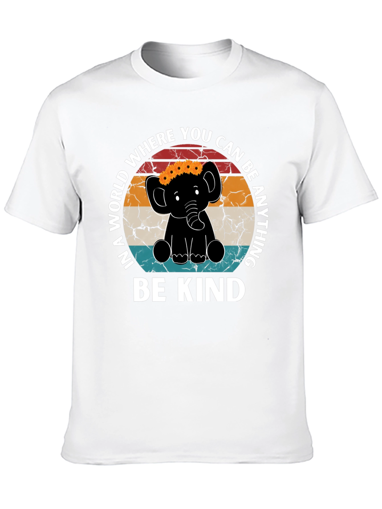 Black Be Kind Elephant Graphic Tee - Inspirational Shirt view 10