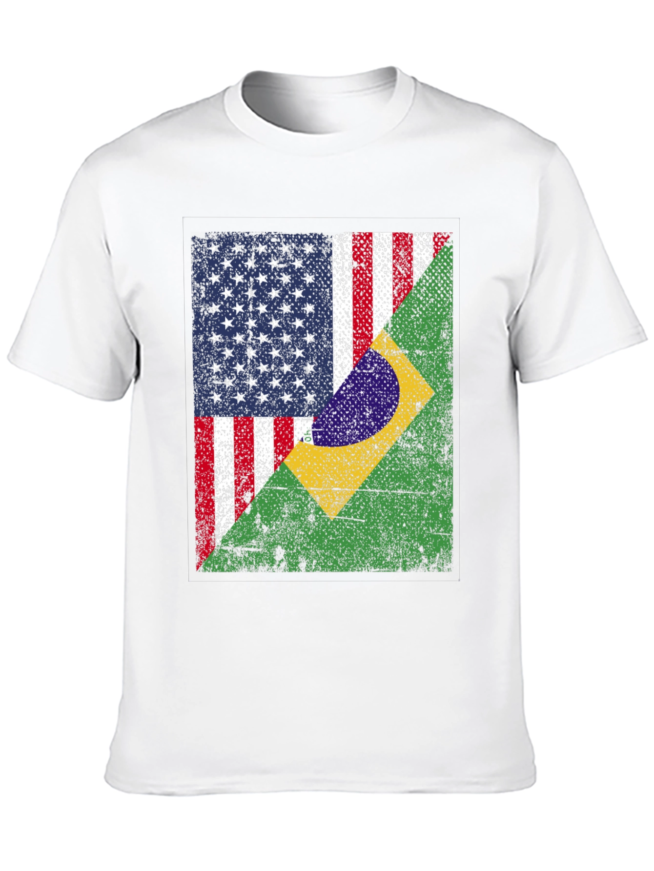 Black USA and Brazil Flag T-Shirt view 10
