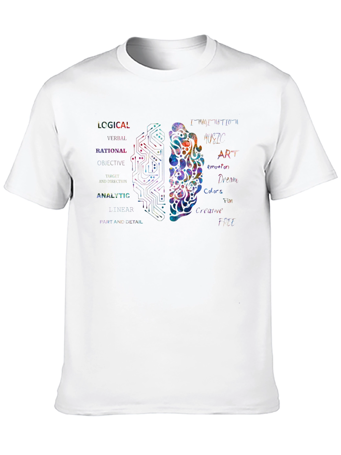Black Dual Brain Thinking T-Shirt - Logical & Creative Mind view 10