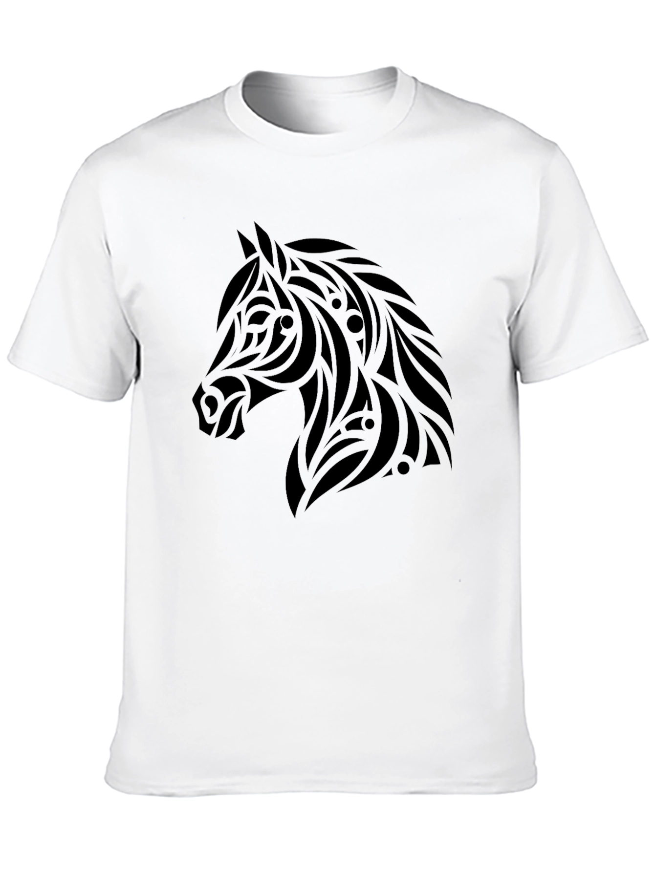 Black Tribal Horse Graphic Tee - Black Cotton Blend Shirt view 10
