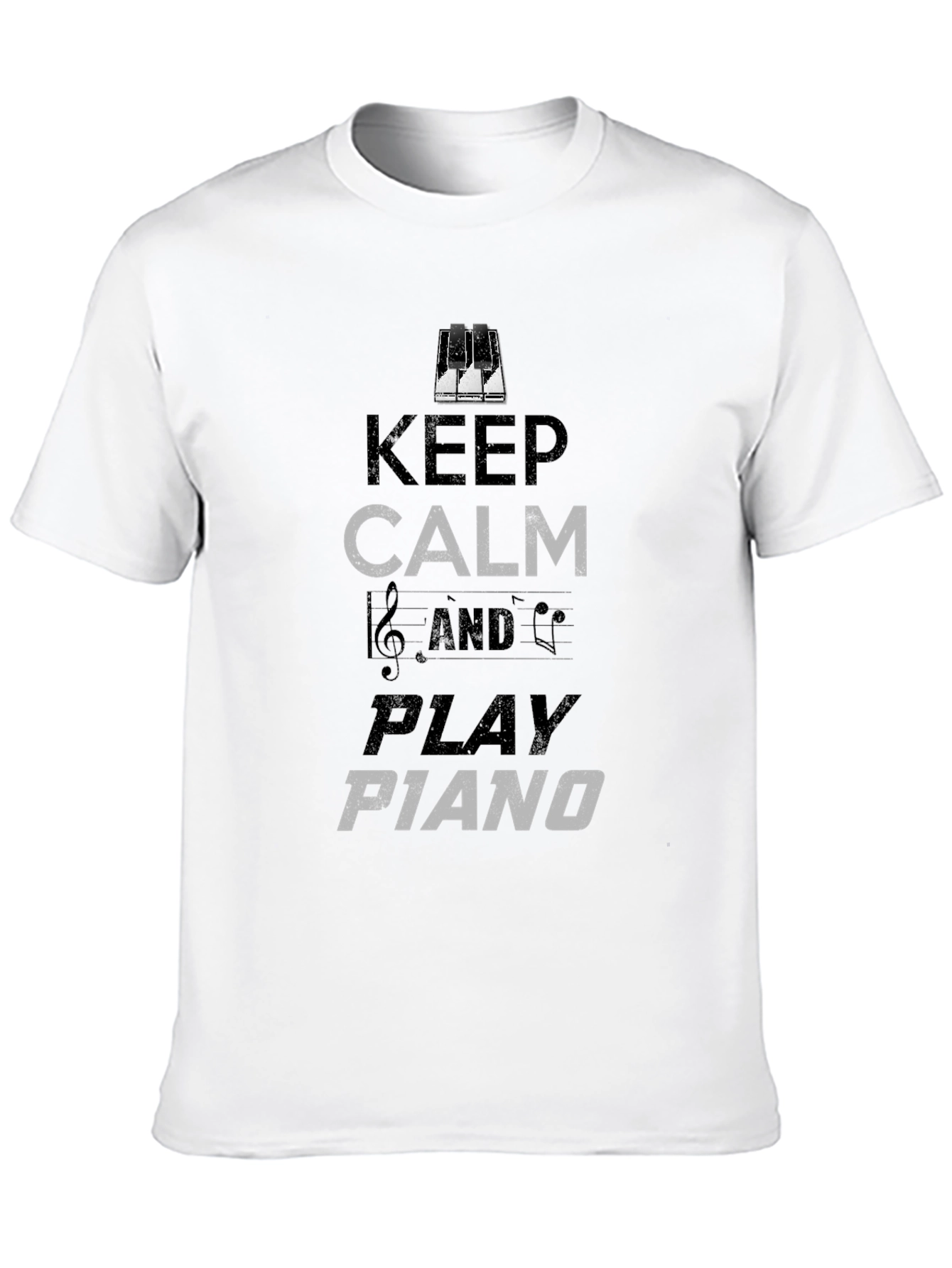 Black Keep Calm Play Piano Graphic Tee - Black view 10