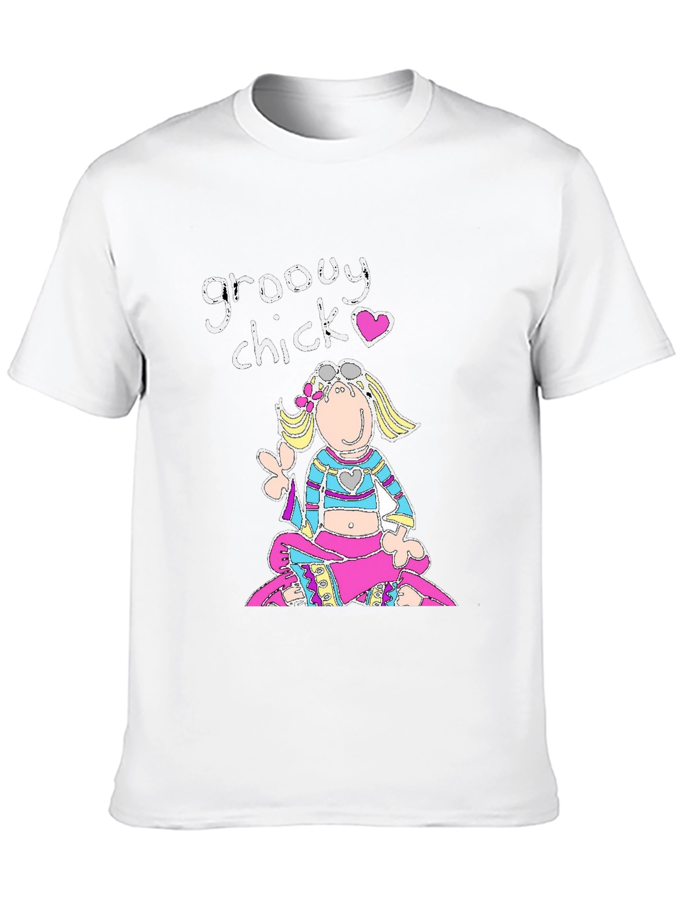 Black Groovy Chick Black Graphic T-Shirt view 10