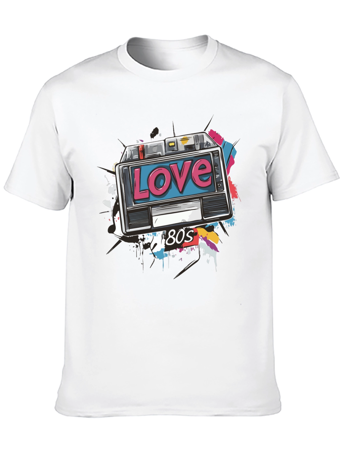 Black Retro 80s Love Cassette Tape Graphic T-Shirt view 10