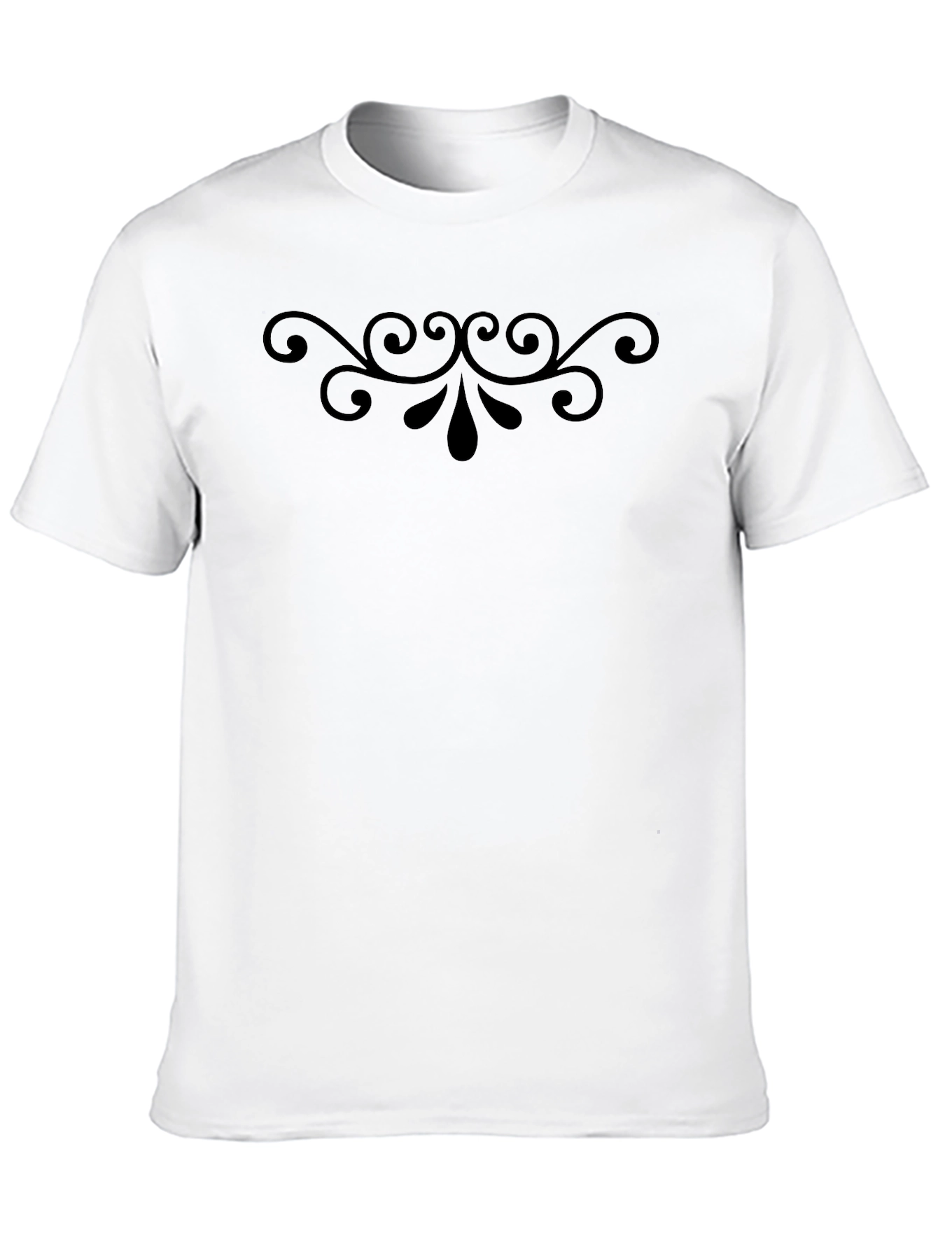 Black Elegant Black T-Shirt with Swirl Design view 10