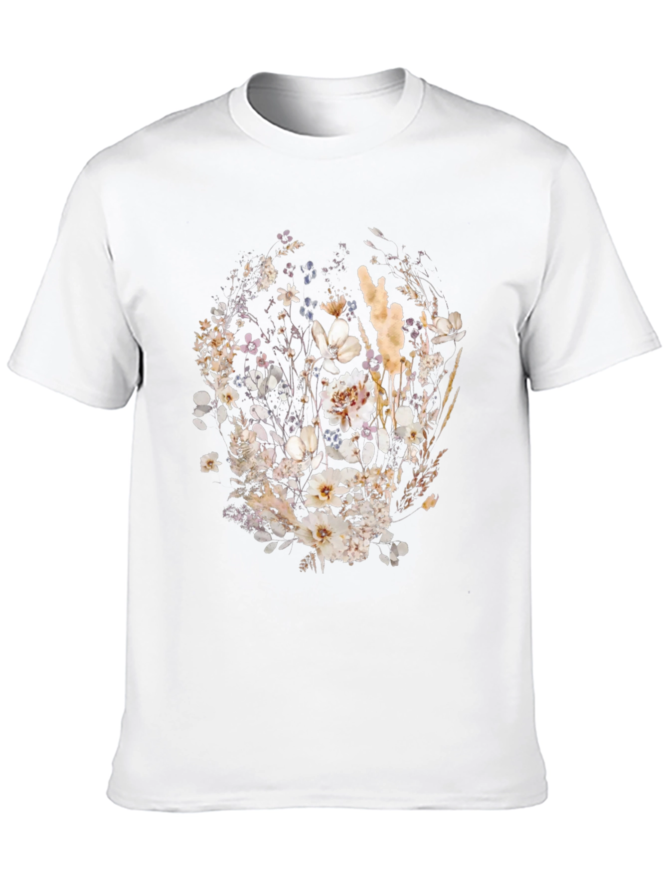 Black Floral Print Black Crew Neck T-Shirt view 10