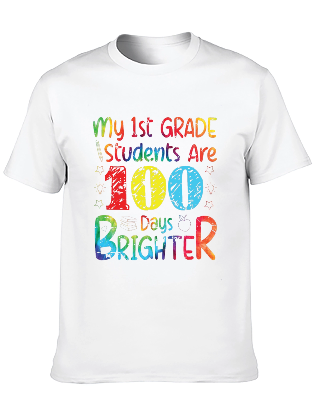 Black 100 Days Brighter Teacher T-Shirt view 10