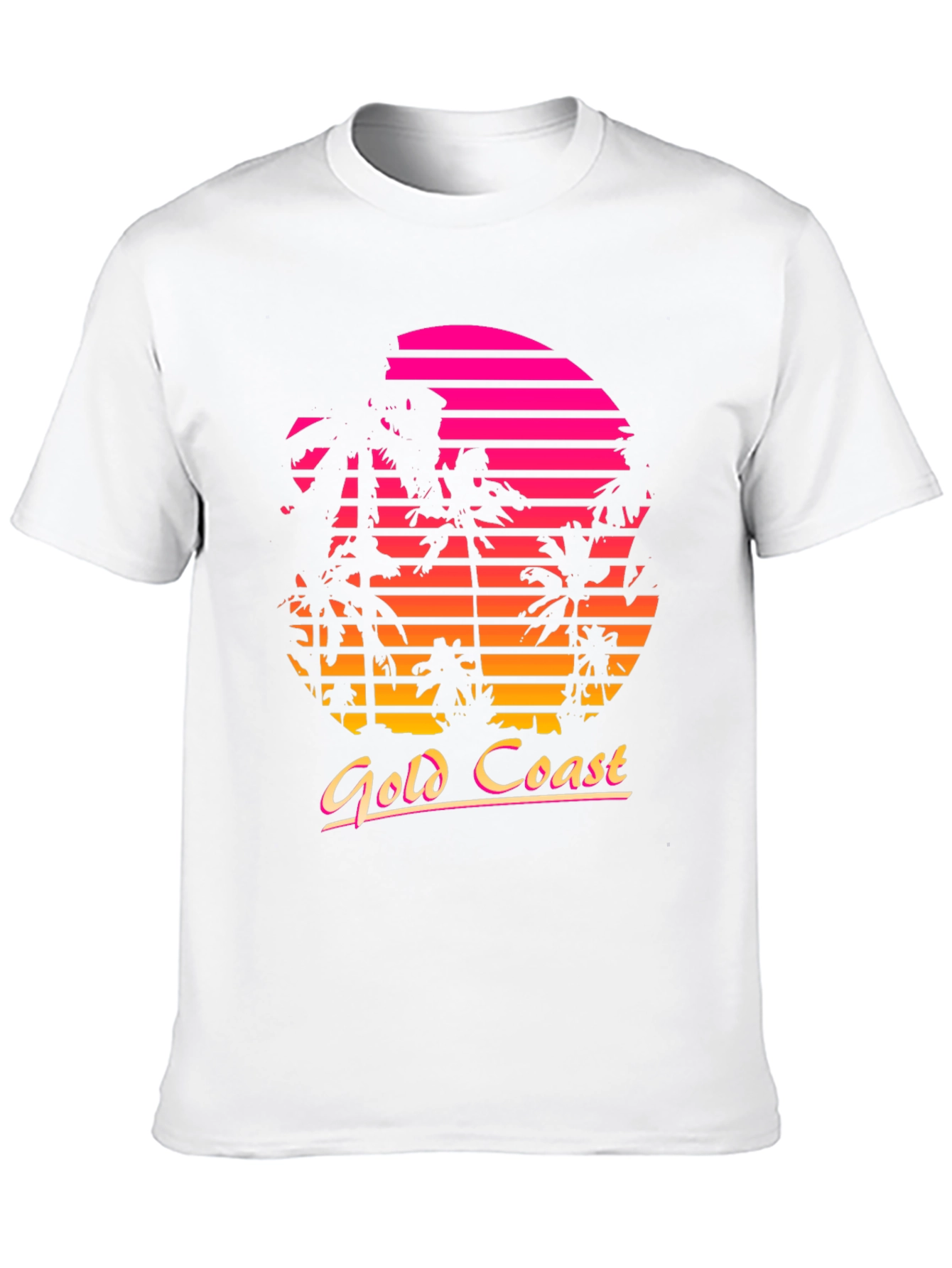 Black Gold Coast Retro Sunset Palm Tree T-Shirt view 10