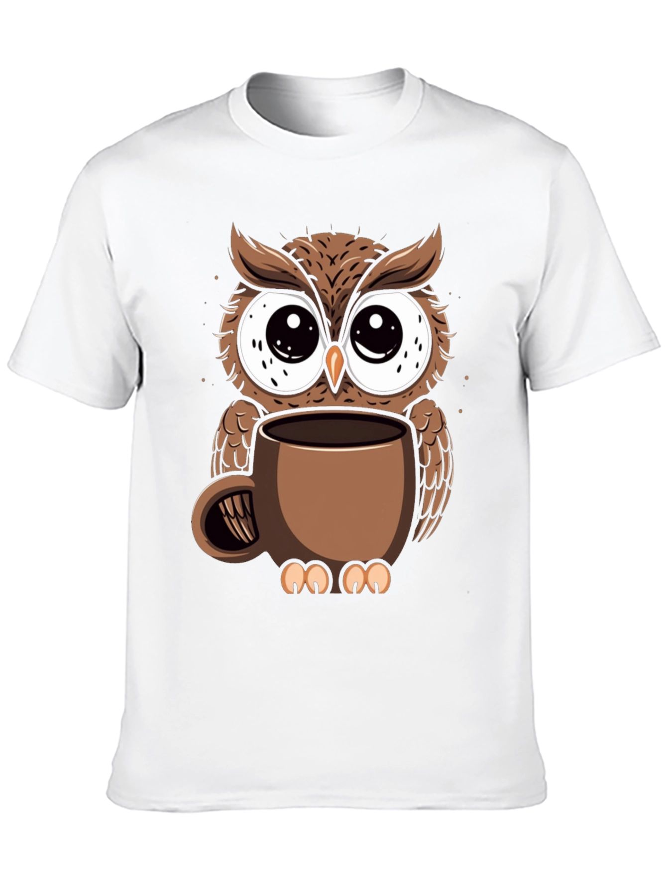 Black Owl Coffee Cup T-Shirt - Whimsical Bird Lover Tee view 10