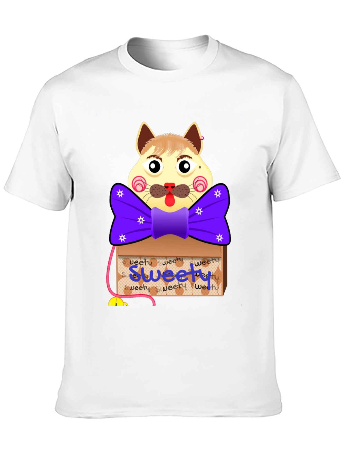 Black Cartoon Cat 'Sweety' Box T-Shirt view 10