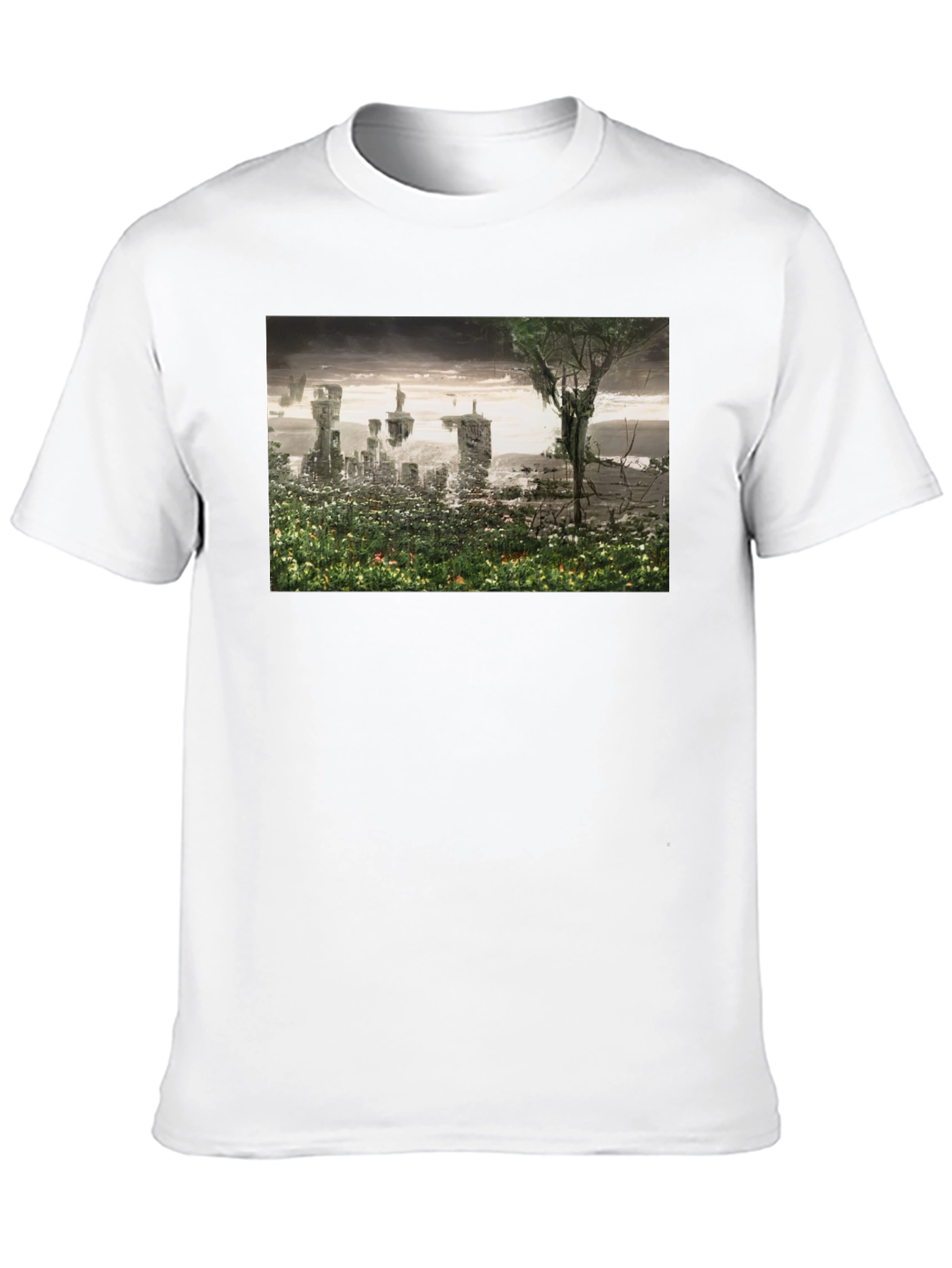 Black Surreal Landscape Graphic Tee - Modern Artistic T-Shirt view 10
