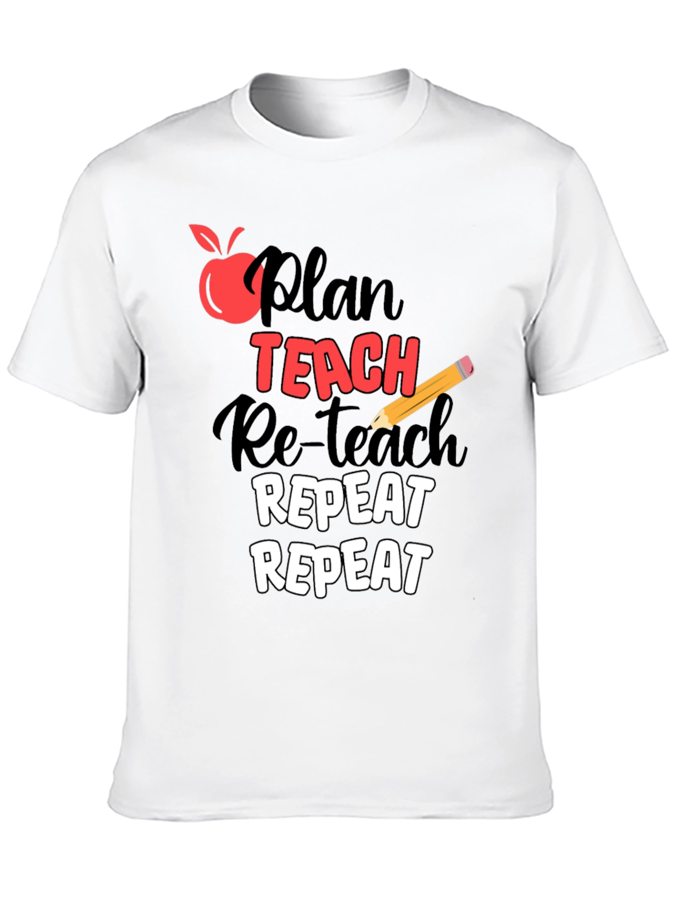 Black Plan Teach Repeat Graphic T-Shirt - Teacher Life Tee view 10
