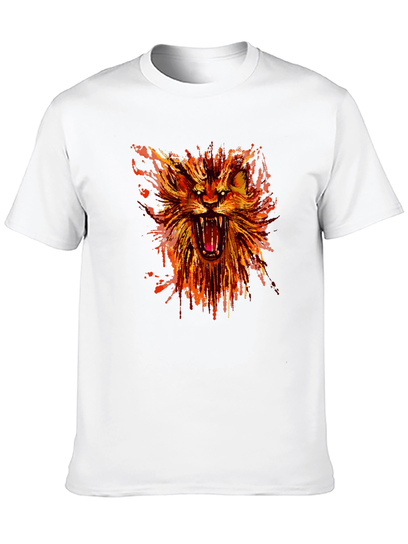 Black Fiery Lion Graphic Print Black T-Shirt view 10