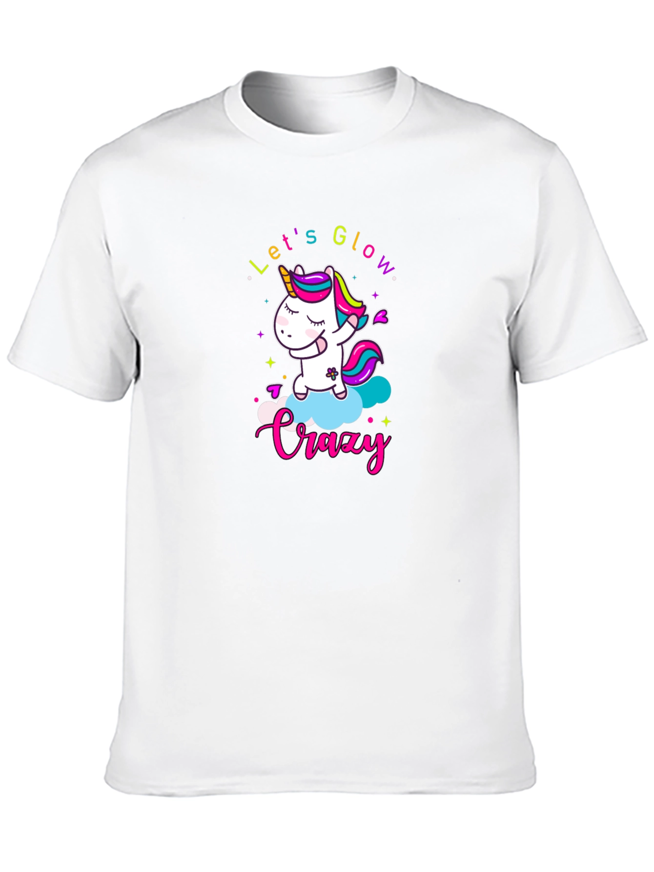 Black Let's Glow Crazy Unicorn Black T-Shirt view 10