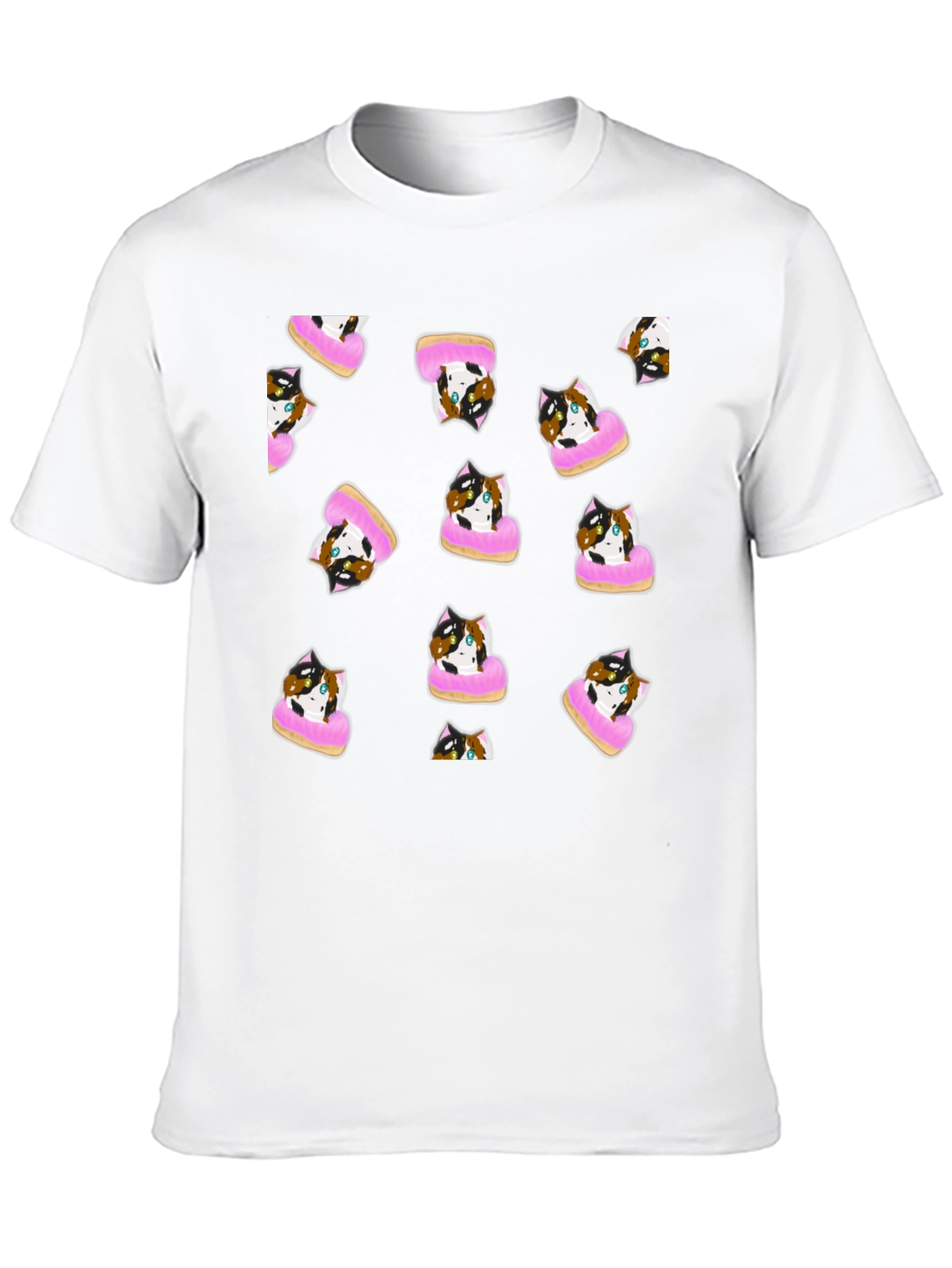 Black Cat Donut Pattern Tee view 10