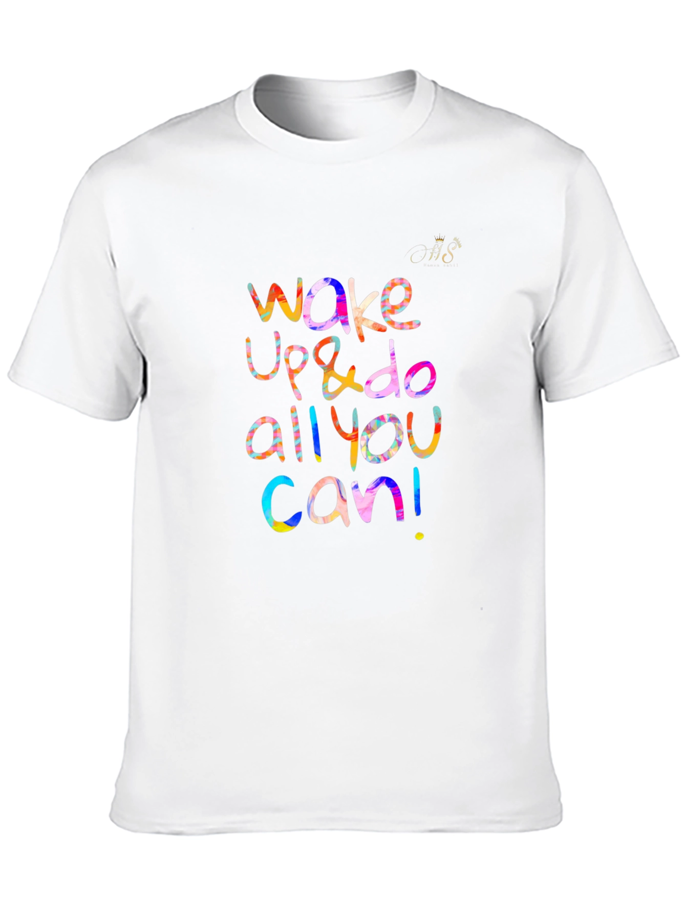 Black Wake Up Colorful Graphic Tee - Motivational Black T-Shirt view 10