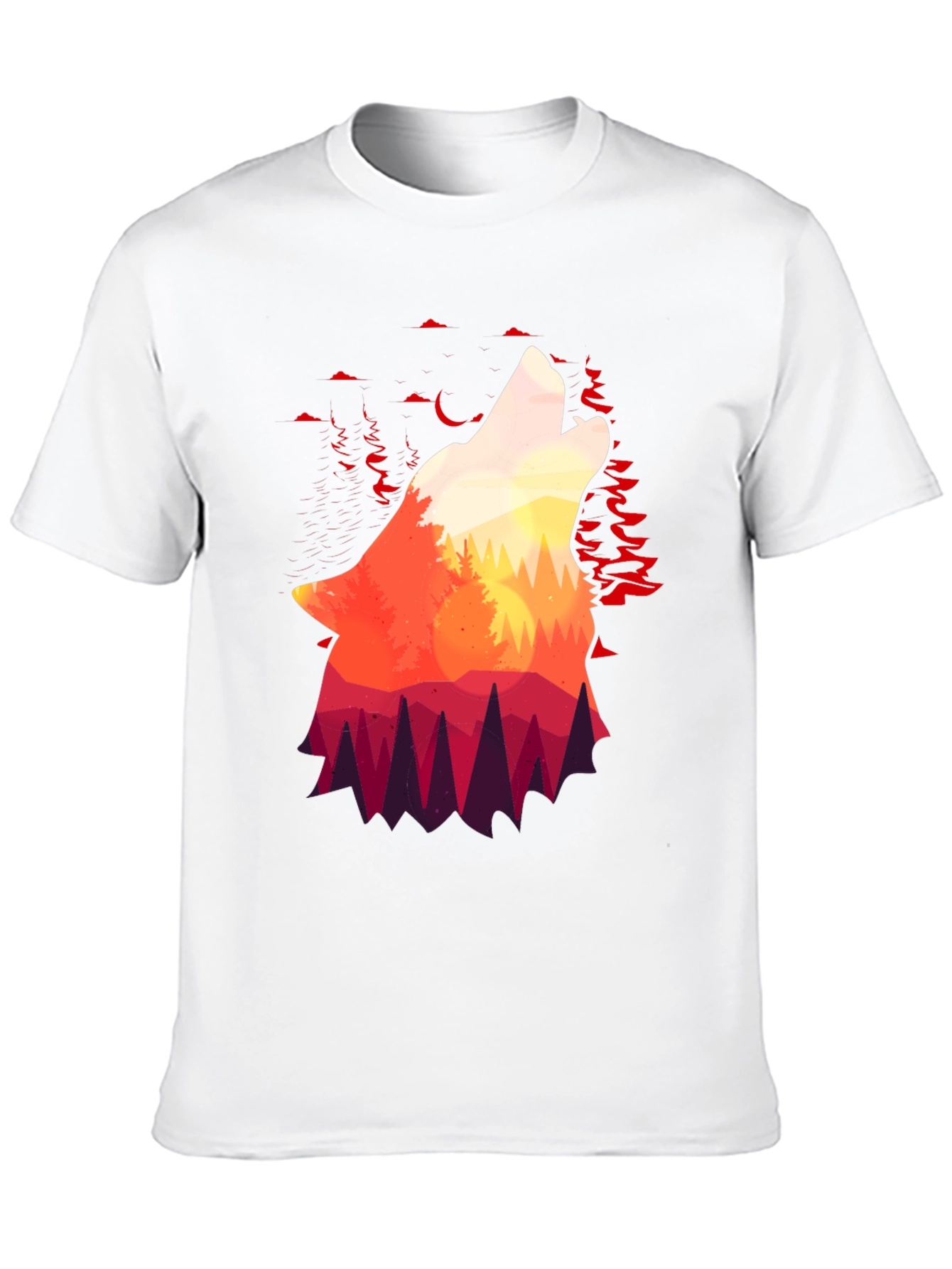 Black Wolf Howl Silhouette Graphic T-Shirt view 10