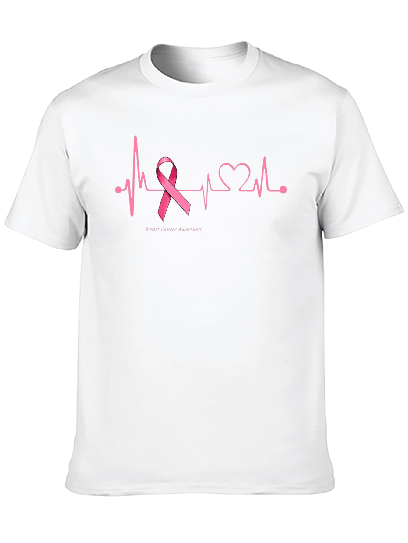 Black Breast Cancer Awareness Heartbeat T-Shirt view 10