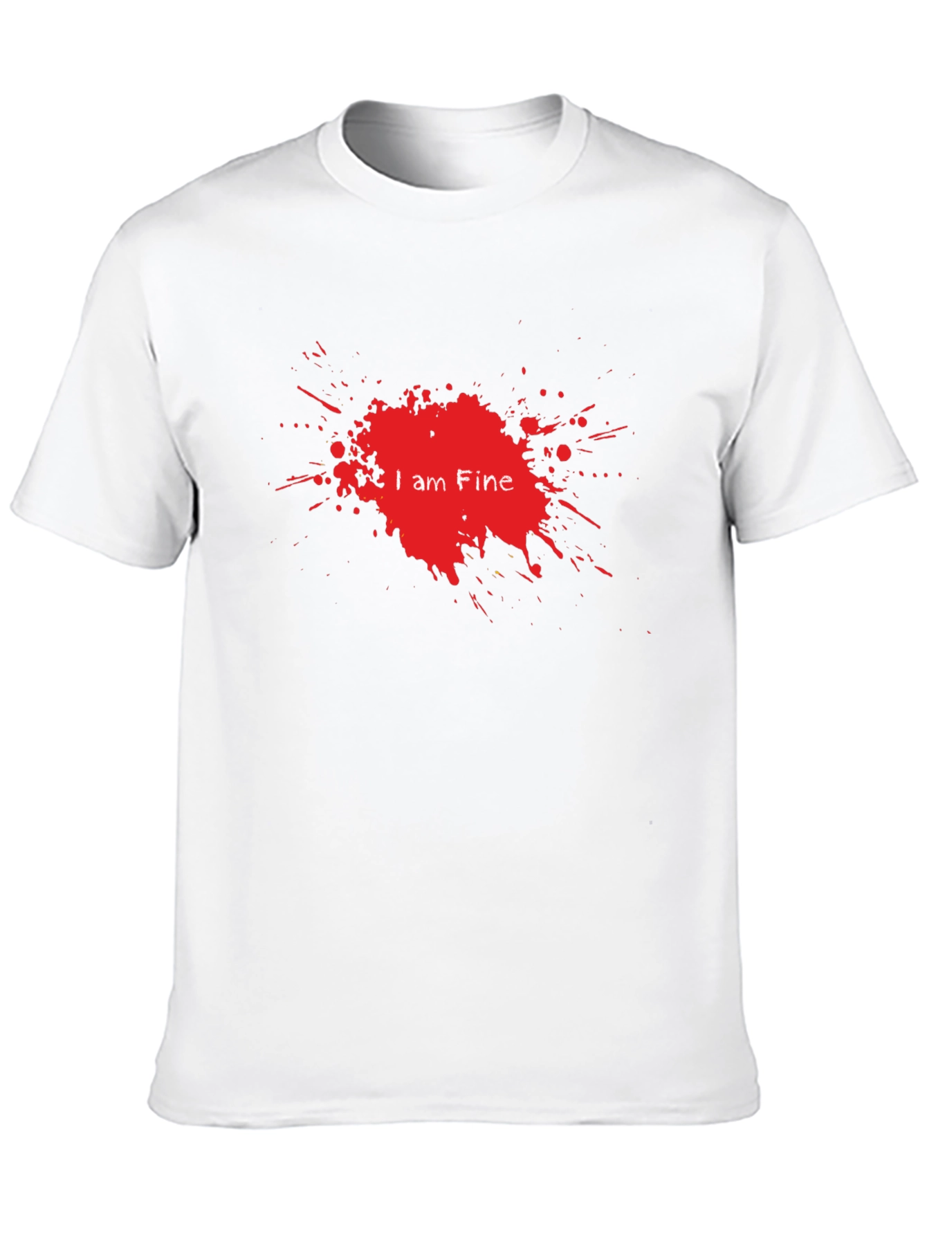 Black I am Fine Funny T-Shirt - Black Crew Neck Tee view 10