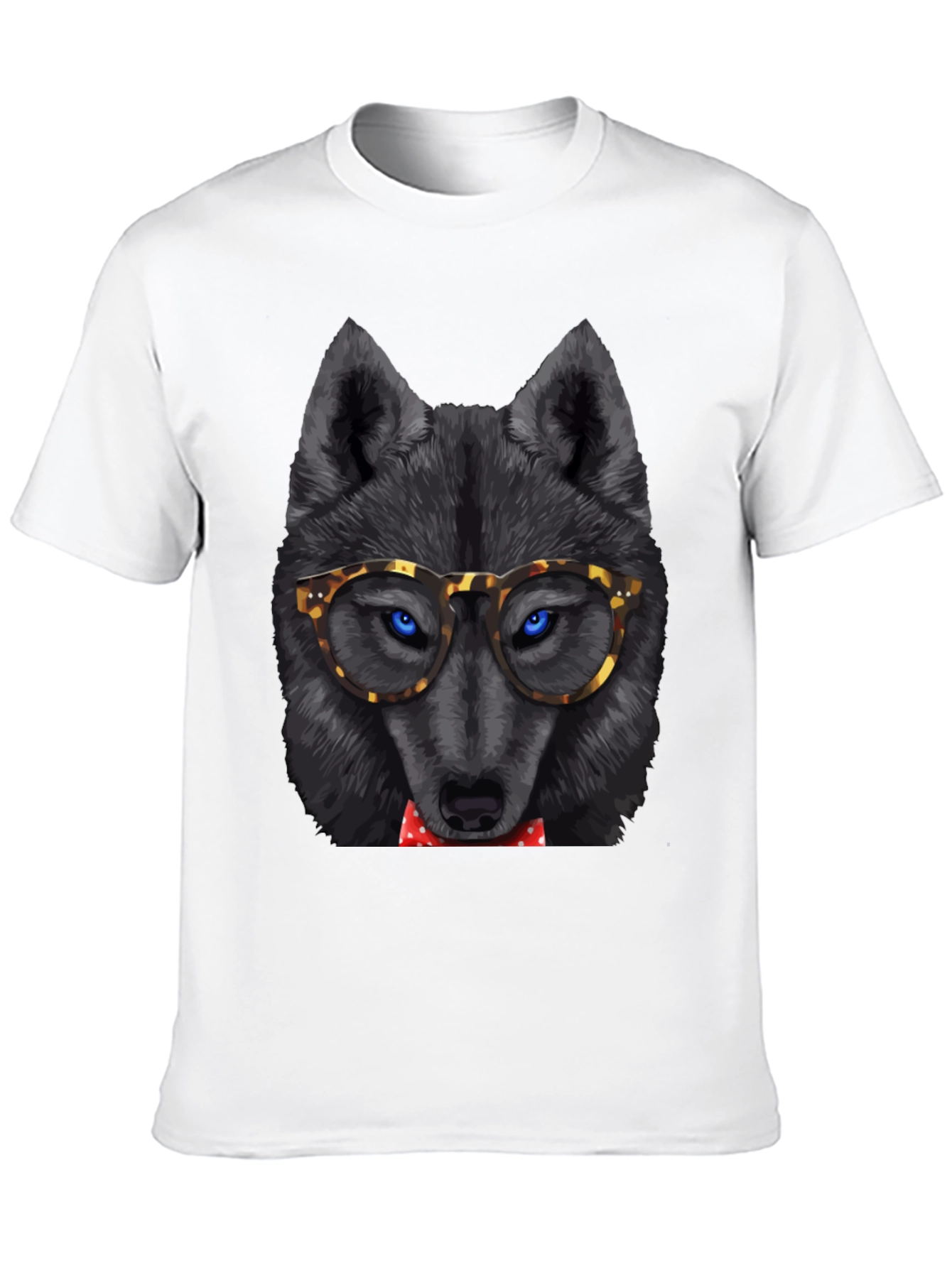 Black Wolf in Glasses Graphic Tee - Cool Animal Print Shirt view 10