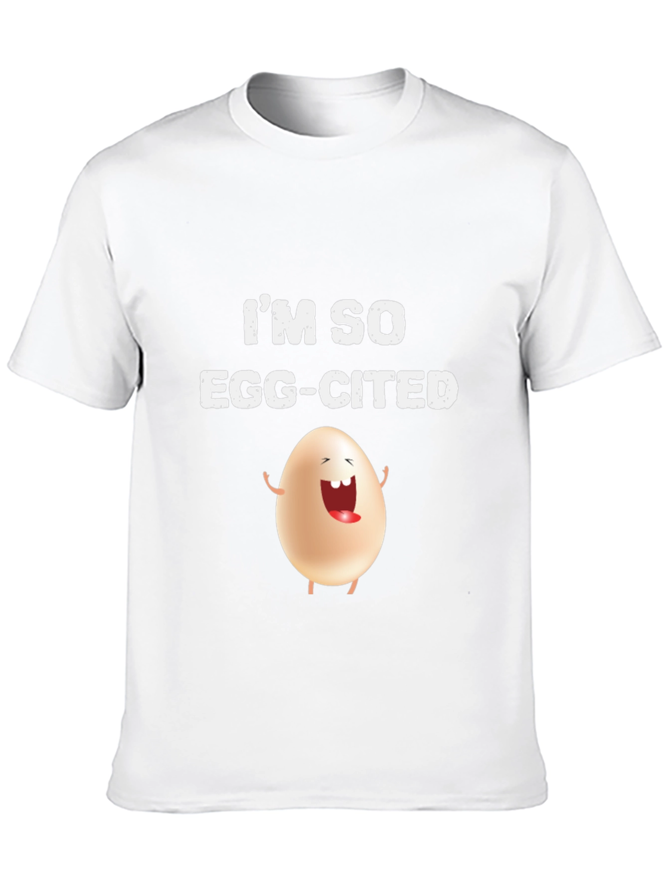 Black I'm So Egg-Cited T-Shirt - Funny Egg Cartoon Design view 10