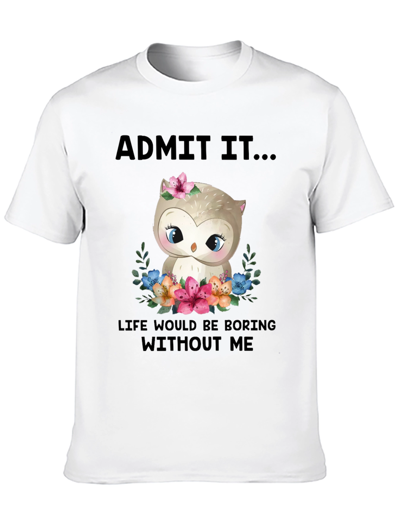 Black Cute Owl Graphic Tee - "Admit It..." view 10